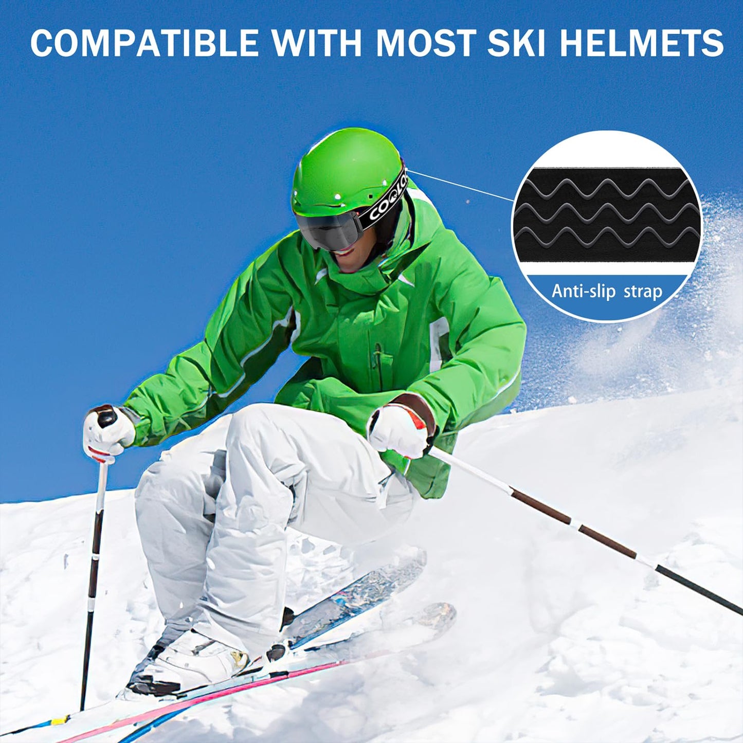 COOLOO Ski Goggles Men Women Teenagers Magnetic OTG Frameless Anti-Fog Protection with 100% UV Protection
