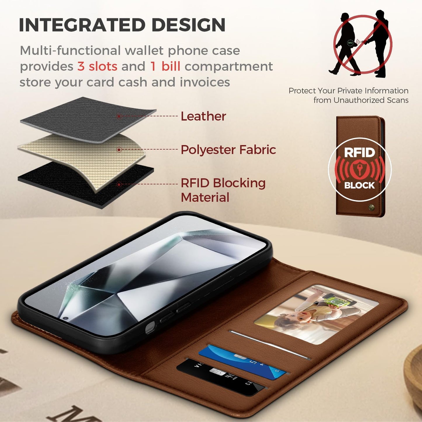 GUCASBE Handyhülle für Samsung Galaxy S24 Ultra Hülle, Premium Lederhülle Klappbar Flip Case RFID Schutzhülle Kartenfach Standfunktion Klapphülle Handytasche für Samsung Galaxy S24 Ultra - Schwarz