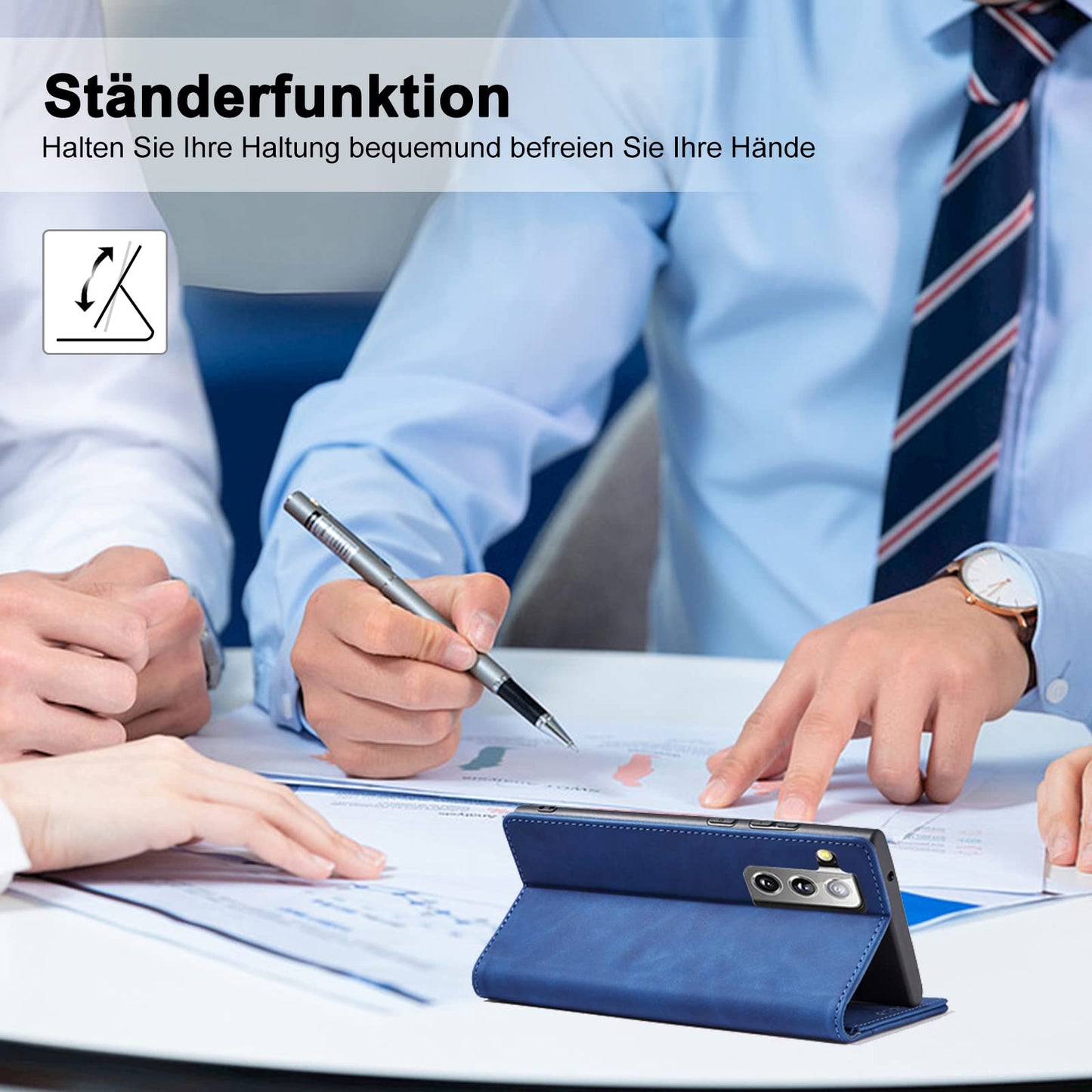 S. Dawezo Hülle für Samsung Galaxy S22 Plus, Premium Leder magnetische Handyhülle mit Ständer, Kartenfach und Brieftasche, Shock Absorbing, kompatibel mit Samsung S22 Plus-Kaffee