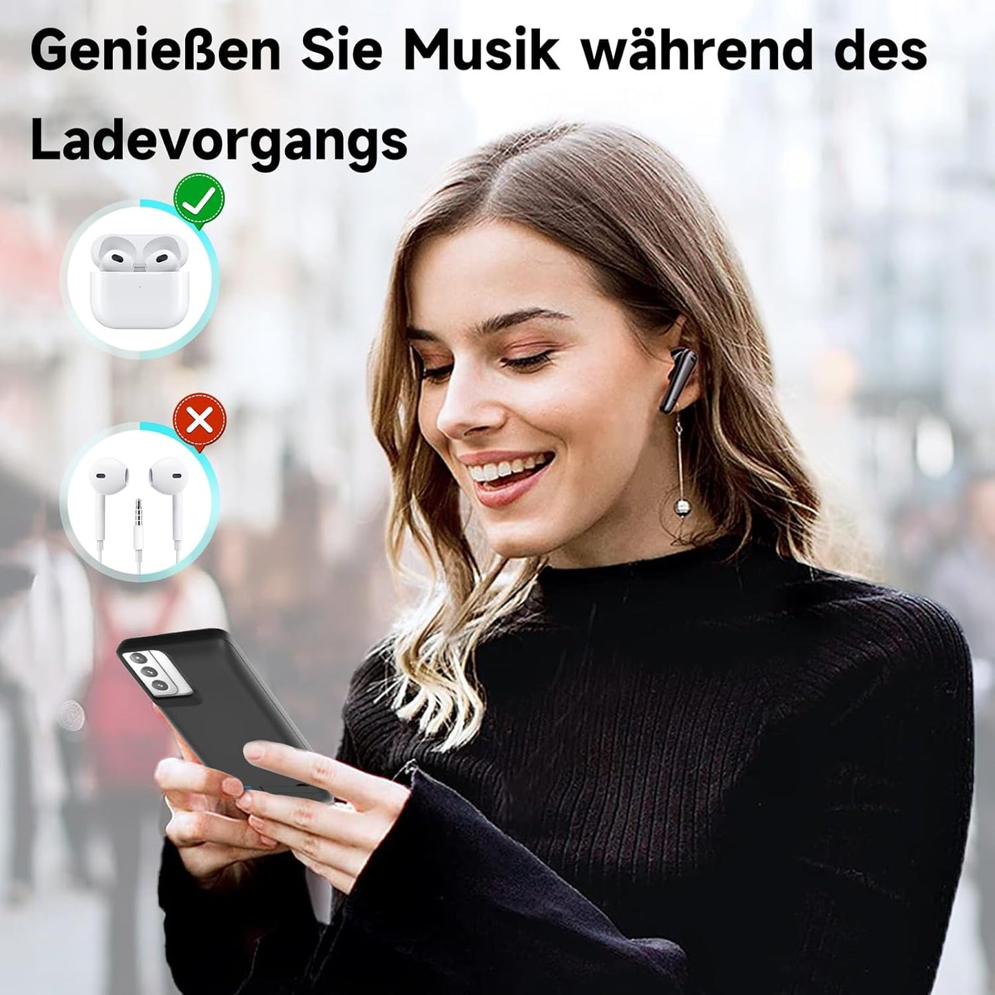 (Kopie) Akkuhülle für Samsung Galaxy S22, 7000 mAh, schlanke wiederaufladbare Ladehülle, erweiterte Ladehülle, Backup-Akkuladegerät, tragbare Powerbank für Samsung Galaxy S22 (6,1 Zoll) – Schwarz