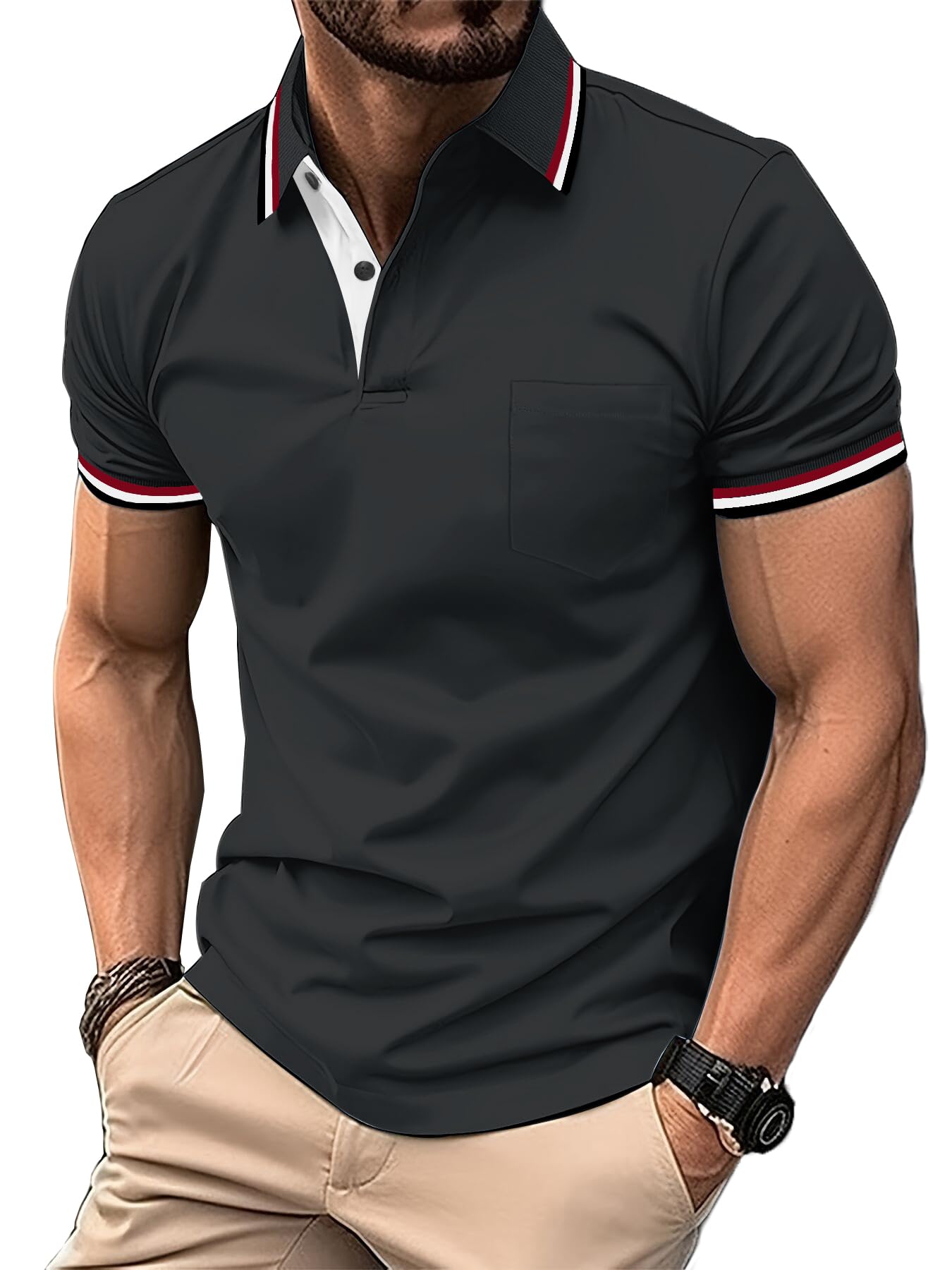 LLdress 3er Pack Poloshirt Herren Kurzarm Atmungsaktiv Poloshirt Set Leichtes Golf Polohemd Schnelltrocknend T Shirt