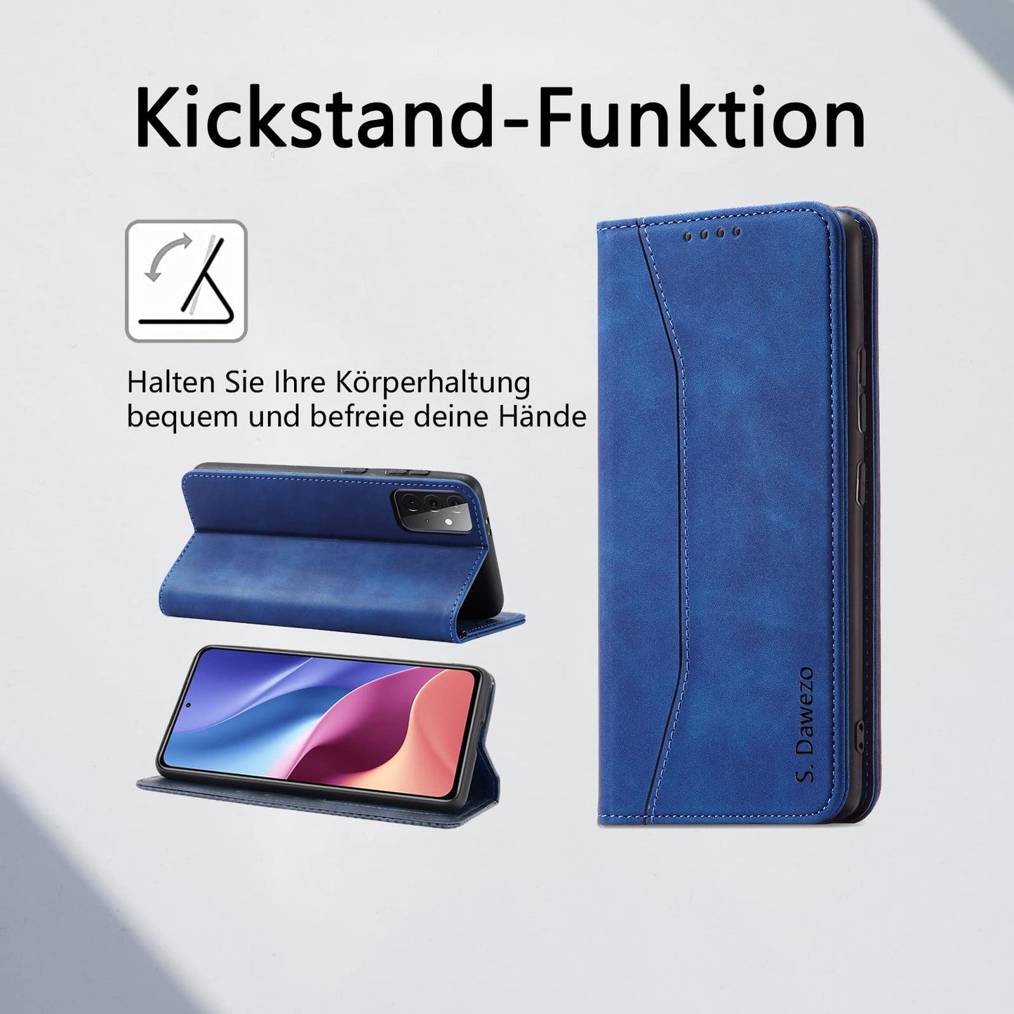 S. Dawezo Hülle für Samsung Galaxy S22 Plus, Premium Leder magnetische Handyhülle mit Ständer, Kartenfach und Brieftasche, Shock Absorbing, kompatibel mit Samsung S22 Plus-Kaffee