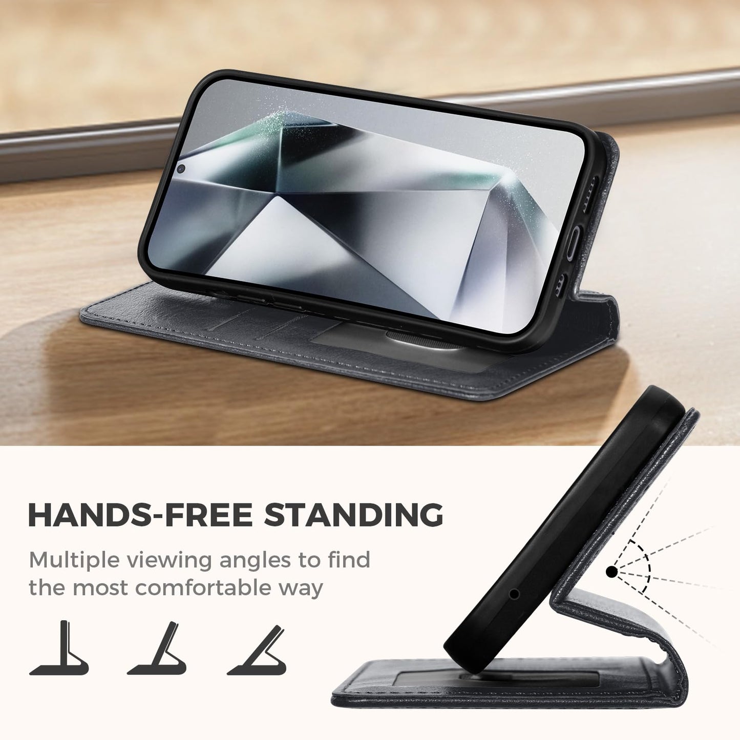 GUCASBE Handyhülle für Samsung Galaxy S24 Ultra Hülle, Premium Lederhülle Klappbar Flip Case RFID Schutzhülle Kartenfach Standfunktion Klapphülle Handytasche für Samsung Galaxy S24 Ultra - Schwarz