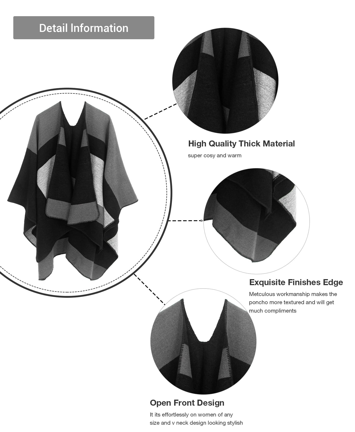 DiaryLook Damen Poncho Schal Winter Cardigan Übergroße Cape Elegant Poncho Für Frauen Umhang Damen Warm Geschenk Für Mutter