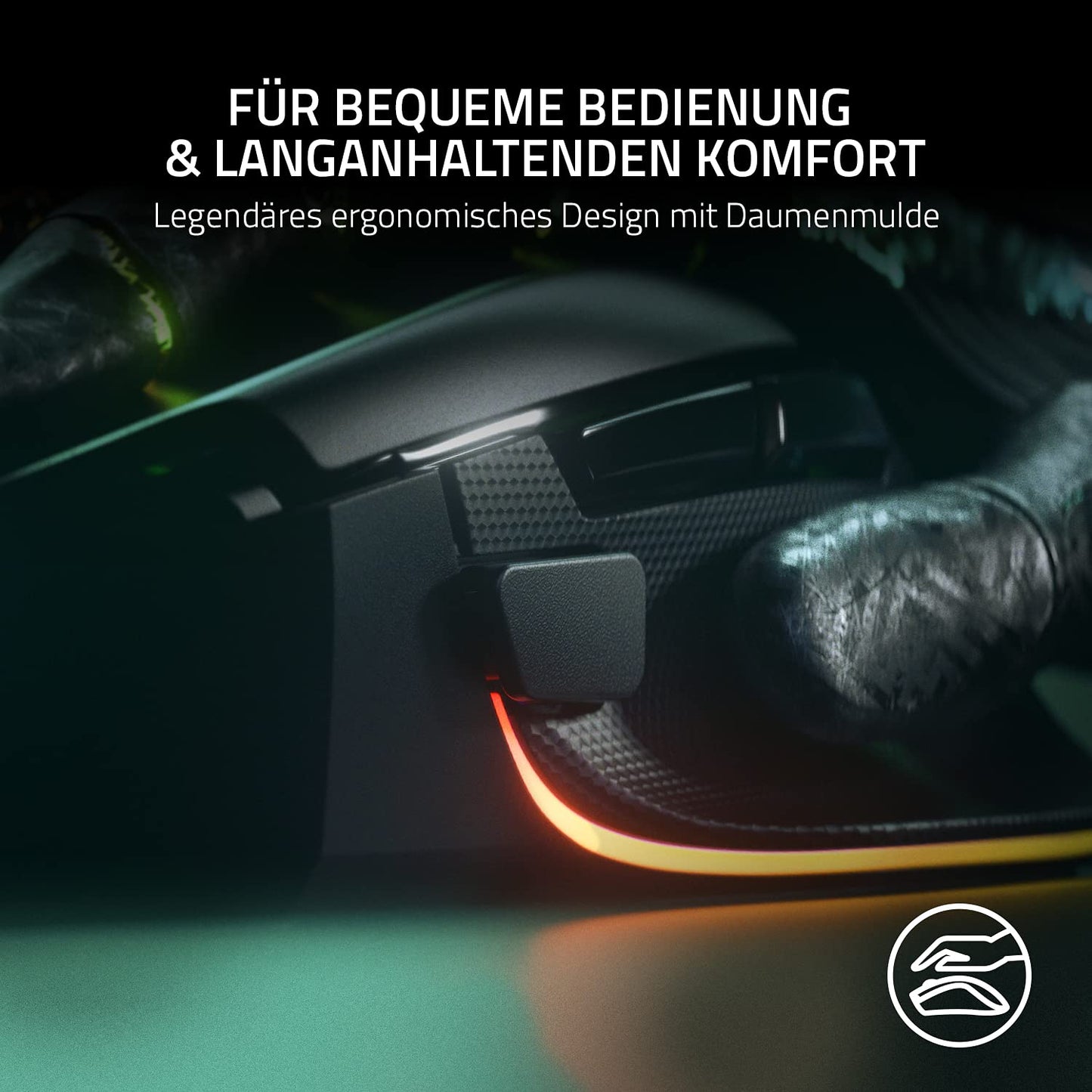 Razer Basilisk V3 - Kabelgebundene, anpassbare Gaming Maus mit Chroma RGB für PC/Mac (10+1 programmierbare Tasten, neigbares HyperScroll Mausrad, ergonomisches Design) Schwarz