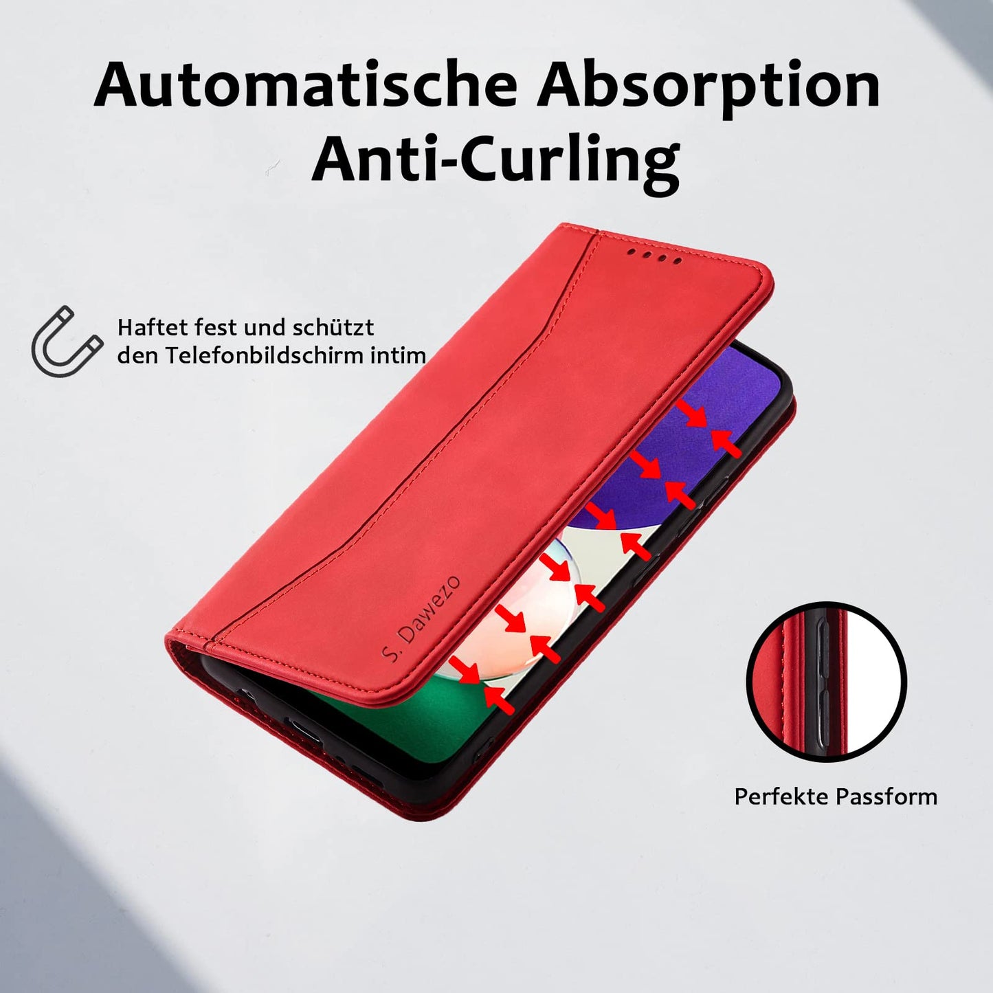 S. Dawezo Hülle für Samsung Galaxy S22 Plus, Premium Leder magnetische Handyhülle mit Ständer, Kartenfach und Brieftasche, Shock Absorbing, kompatibel mit Samsung S22 Plus-Kaffee