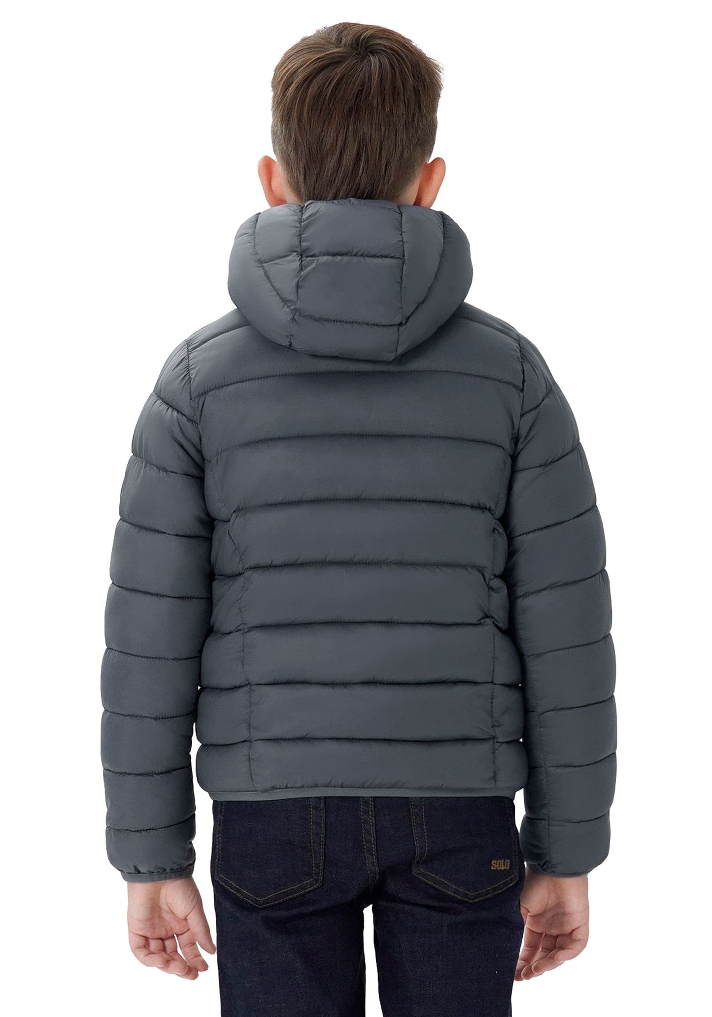 SOLOCOTE Jungen Wintermäntel Leichtgewichtige Wasserabweisende Winddichte Packbare Kapuzen Daunen Wie Wattierung Jacke