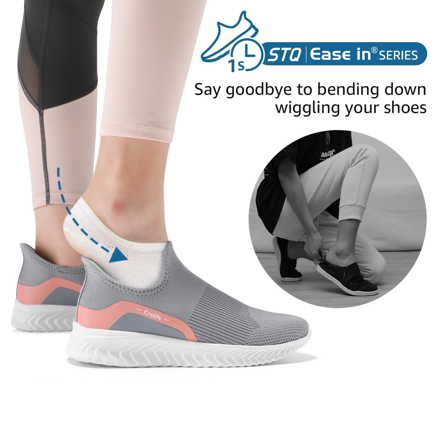 STQ Slip on Freihändig Damen Slip on Sneakers Bequem Orthopädische Schuhe