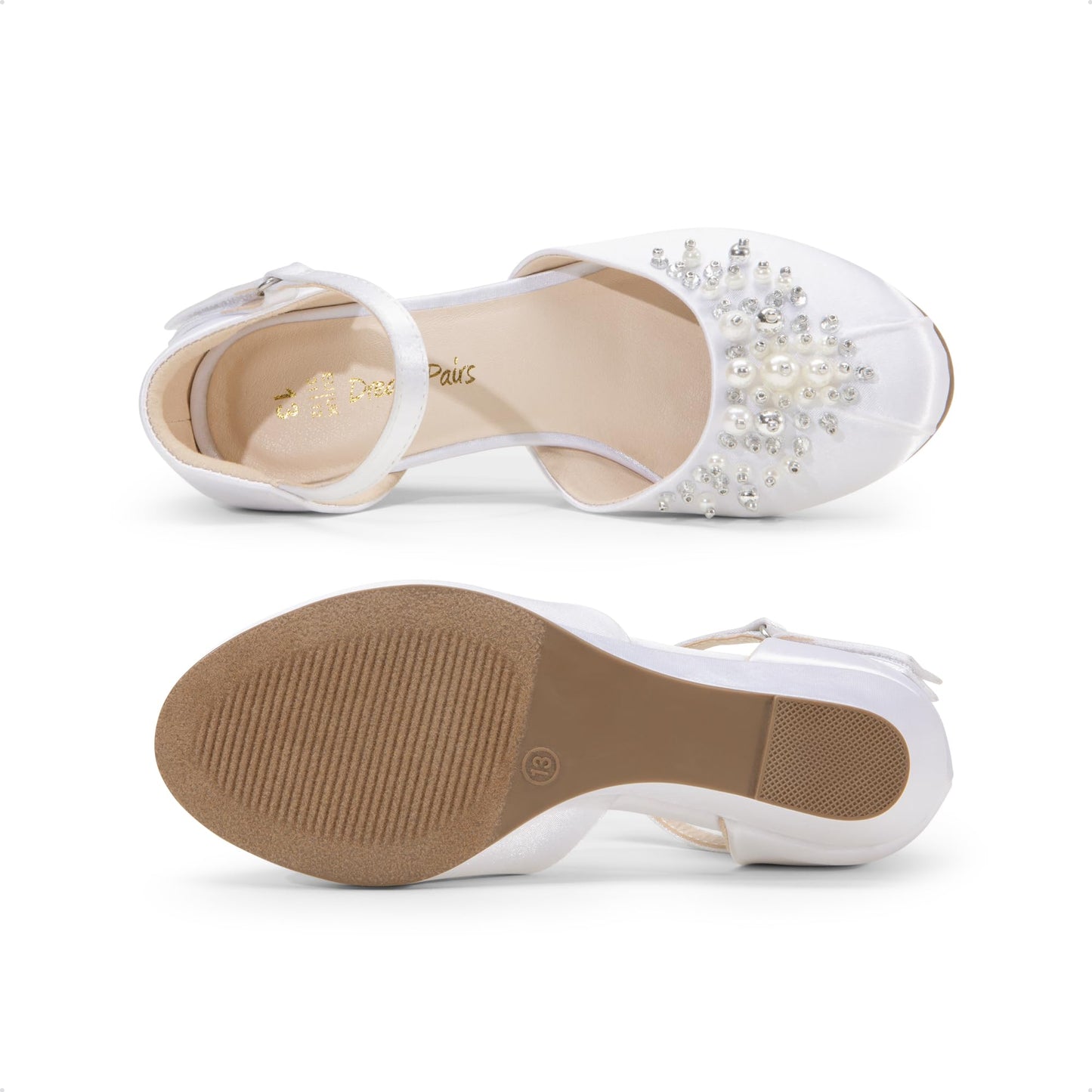 DREAM PAIRS Mädchen Prinzessin Schuhe Schulschuhe Flache Schuhe Kleiderschuhe Absätze niedrige Keilpumps mit Perlen und Strasssteinen