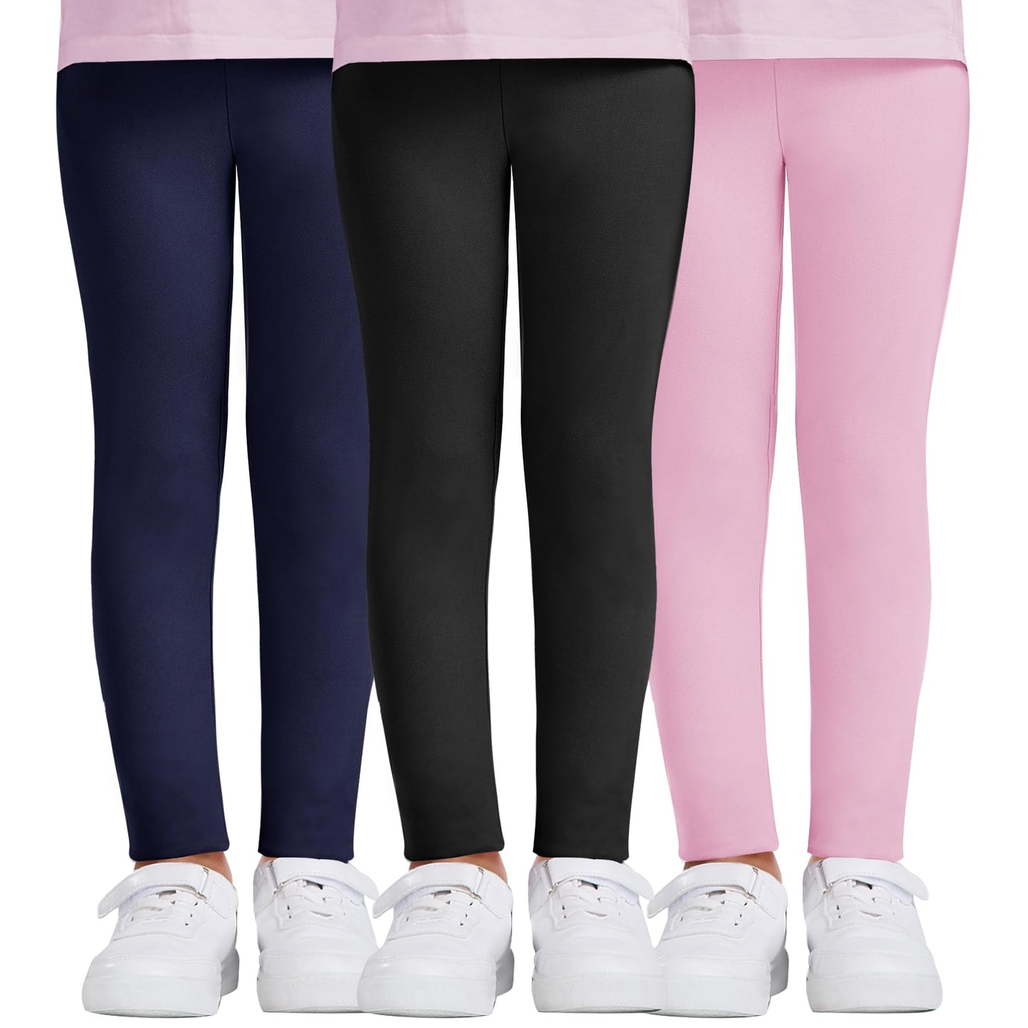 DDOBB Leggings Mädchen, High Waist Leggins Kinder Sportleggins Lange 3er-Pack, Weich Elastisch Basic Sporthose Blickdichte Hose für Tanz Yoga Alltag