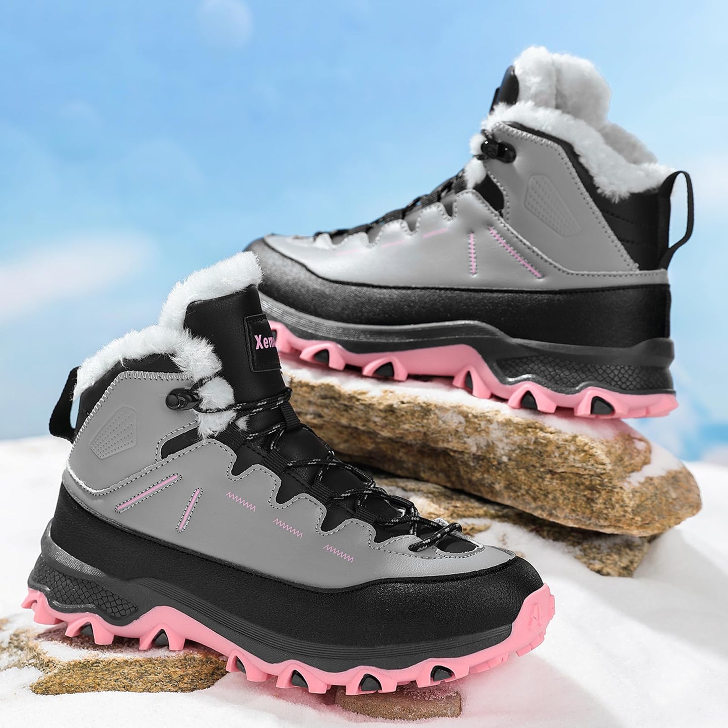 Children's Winter Boots Warm Lined Snow Boots Comfortable Waterproof Boys Girls Non-Slip Hiking Shoes Winter Shoes Size 29-38