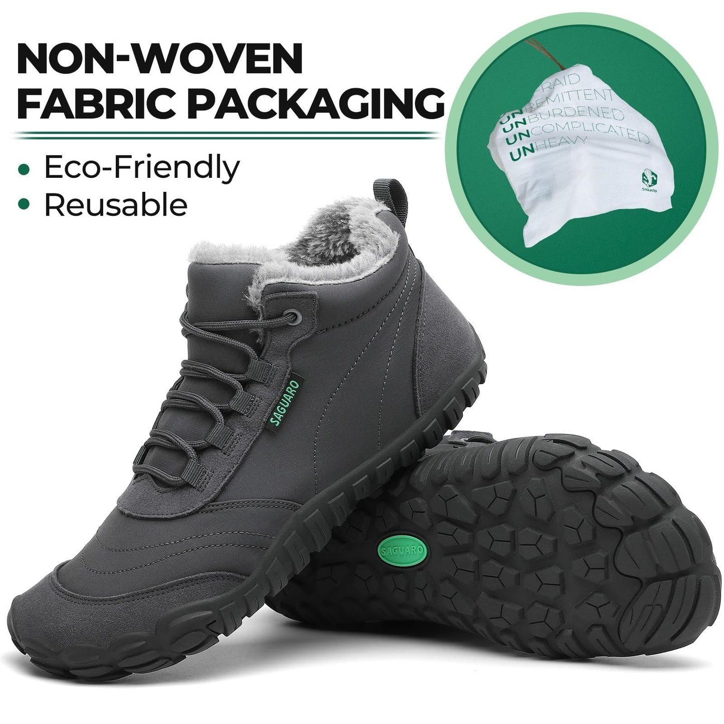 SAGUARO Winter Barfußschuhe Warm Gefüttert Winterschuhe für Damen Herren,EU Gr.36-48