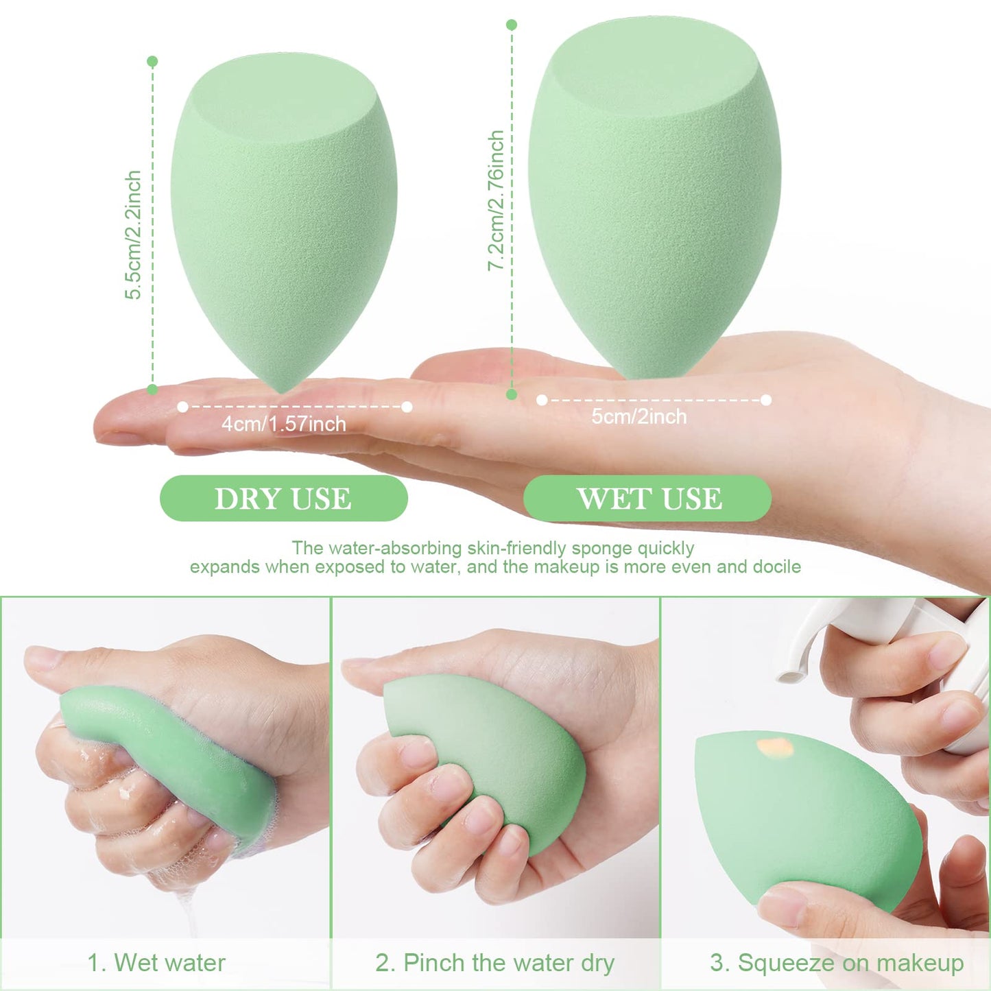 AUAUY 4 PCS Make up Schwamm Set, Foundation Blending Beauty Sponge, Beauty Makeup Schwämme Blender für Flüssigkeit Foundation Puder Sonnenschutz und Creme mit 1 Schwammhalter, 1 Puderquaste