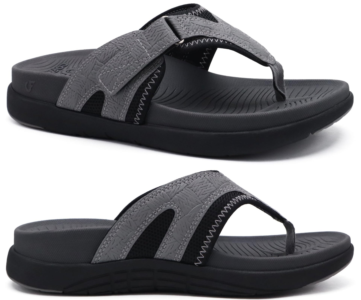 COFACE Sandalen Herren Zehentrenner Weiche Bequeme Flip Flops Arch Support Orthopädische Sommer Leder Sandalen für Herren Badelatschen Outdoor