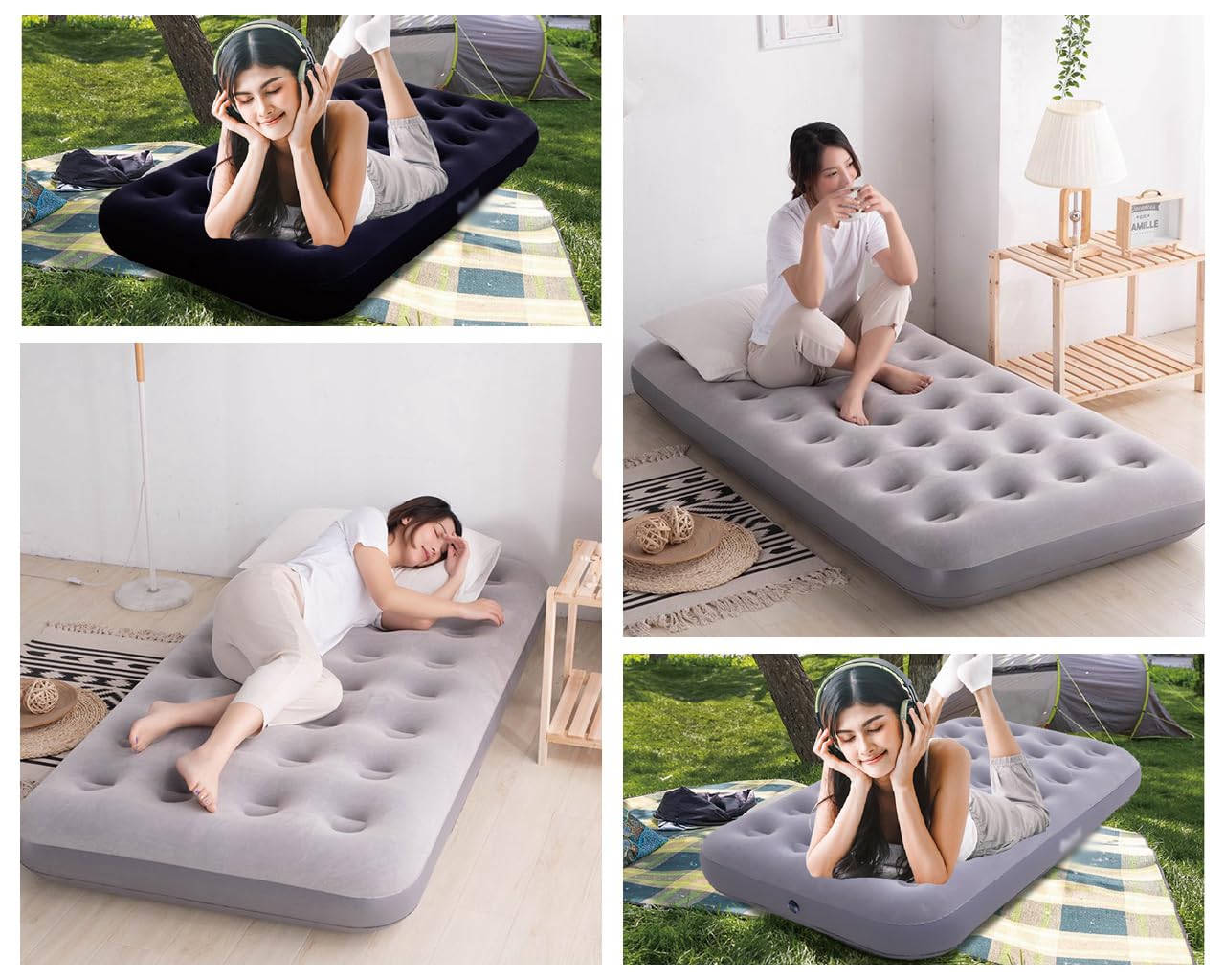 Icelus Auto Matratze SUV Luftmatratze with Luftpumpe 195 * 130 * 15 cm Aufblasbare Camping Kombi Luftbett für Auto Rücksitz Dickere Kofferraum Matratze Bett für Camping Outdoor Traveling