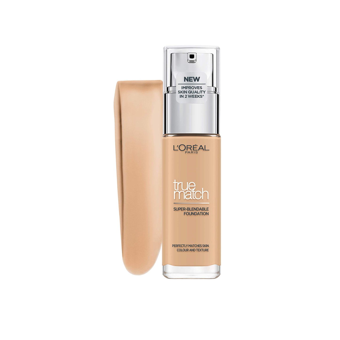 L'Oréal Paris Make up, Flüssige Foundation mit Hyaluron und Aloe Vera, Perfect Match Make-Up, 3.N Creamy Beige, 30 ml