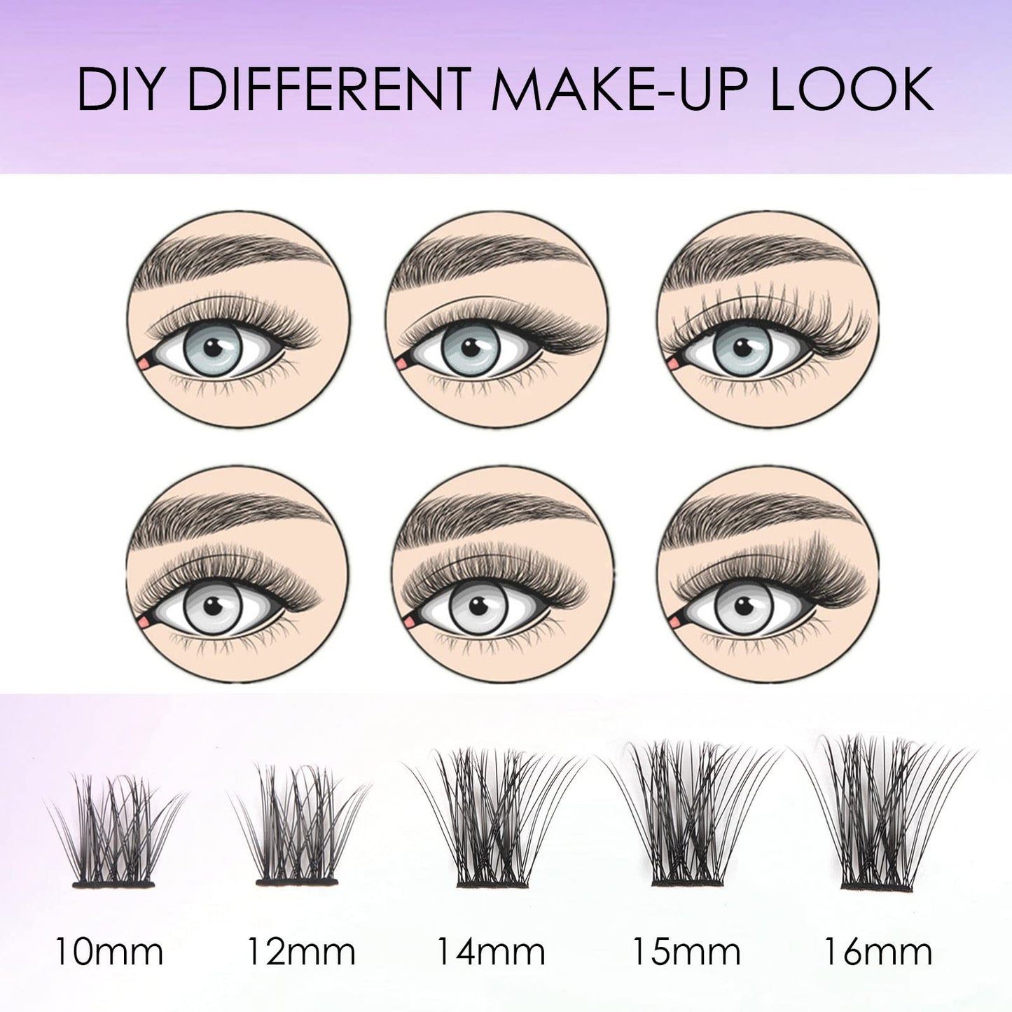 Wimpern Extensions 120 Büschel DIY Lash Extension Set Einzelne Wimpern mit Wimpernkleber und Pinzette für Anfänger Wimpernverlängerung zu Hause Individual Lashes 10-16mm C/D Curl - OP01