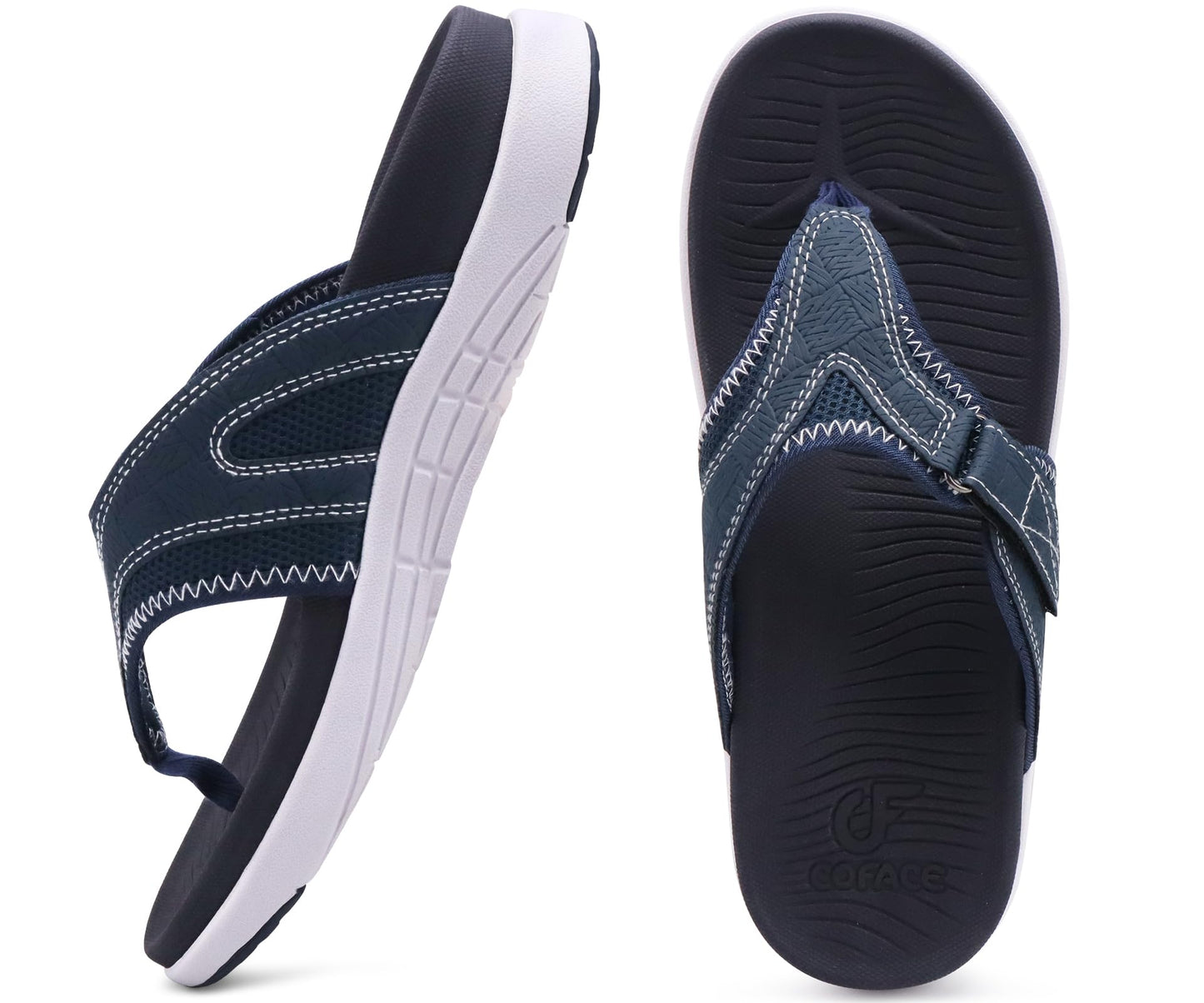 COFACE Sandalen Herren Zehentrenner Weiche Bequeme Flip Flops Arch Support Orthopädische Sommer Leder Sandalen für Herren Badelatschen Outdoor
