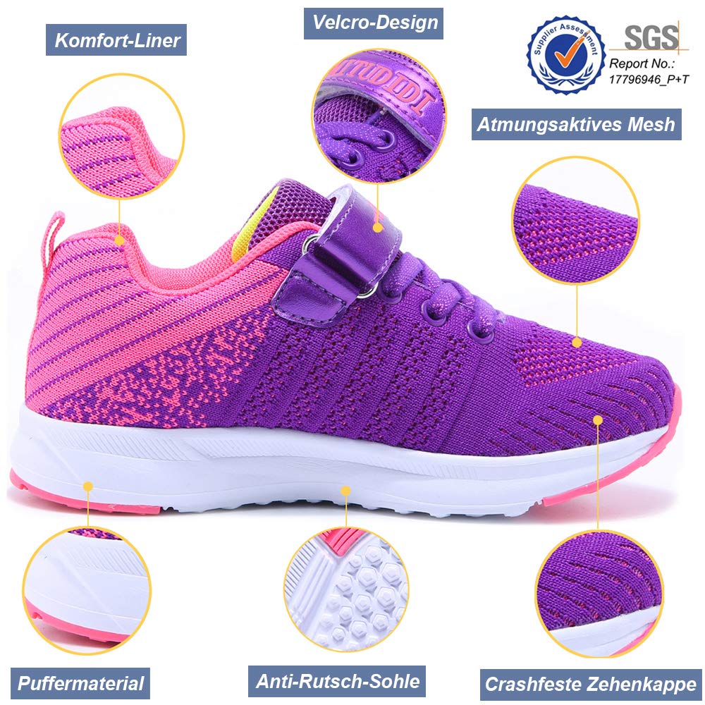 Mitudidi Unisex-Kinder Turnschuhe Mädchen Sportschuhe Leicht Atmungsaktiv Laufschuhe Outdoor Fitnessschuhe Sneaker Hallenschuhe