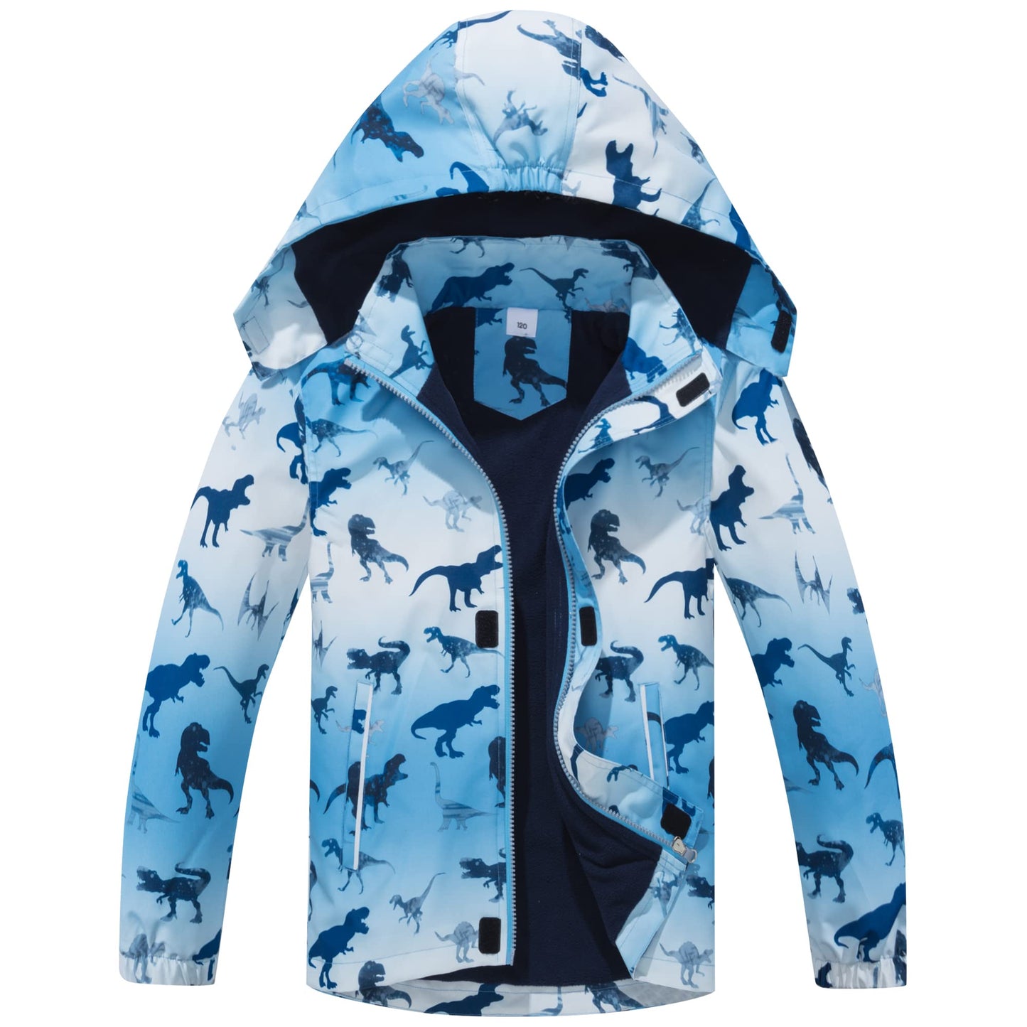 Regenjacke Kinder, Kapuzen Outdoor Wasserdichte Jacke Jungen Softshelljacke Kinder Fleecefütterung Übergangsjacke Gefütterte Regenjacke Regenmantel mit Kapuze 9-10 Jahre