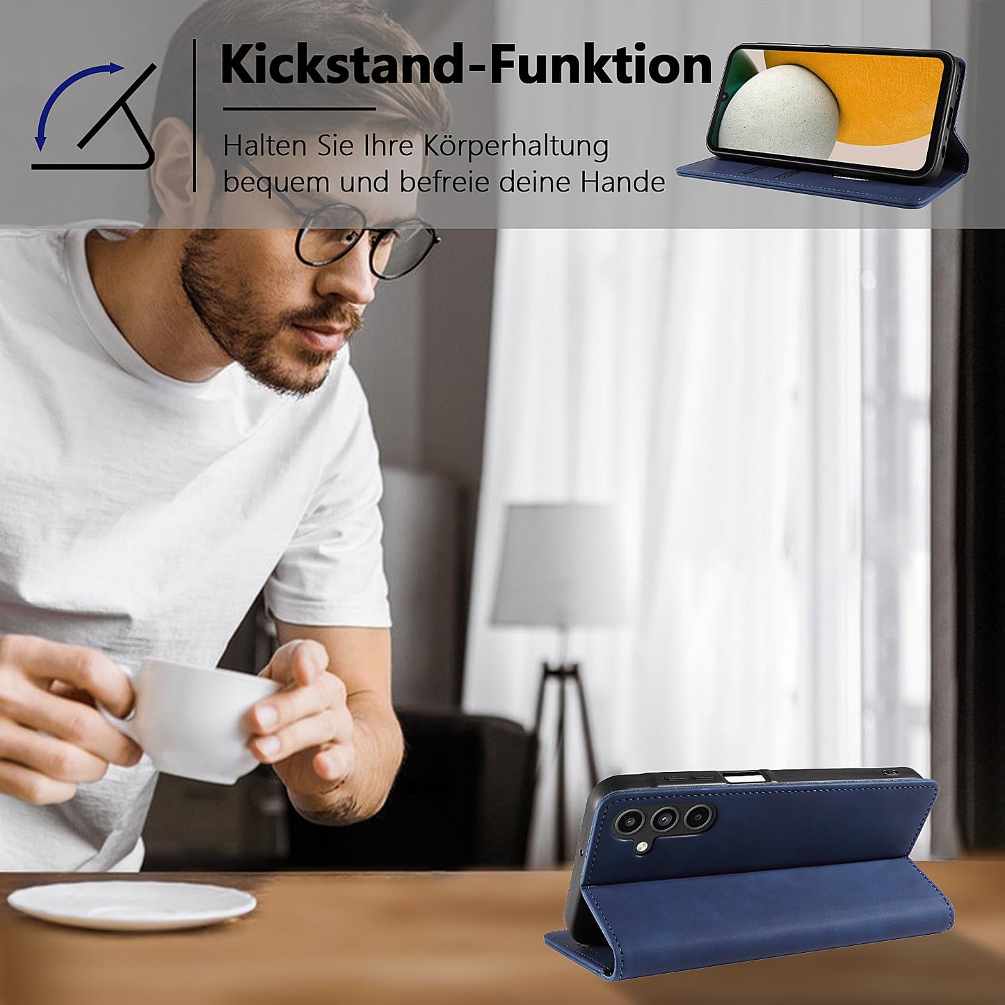 S. Dawezo Hülle für Samsung Galaxy S22 Plus, Premium Leder magnetische Handyhülle mit Ständer, Kartenfach und Brieftasche, Shock Absorbing, kompatibel mit Samsung S22 Plus-Kaffee