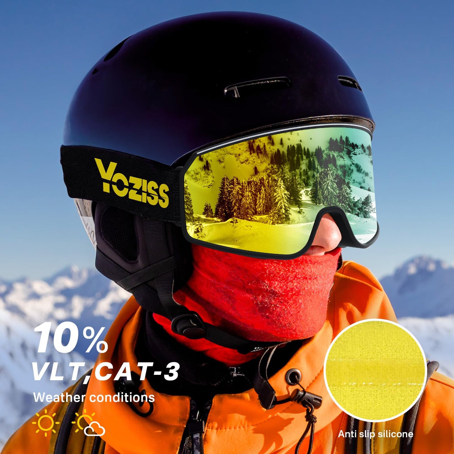 YOZISS OTG Ski Goggles for Men and Women, Magnetic Snowboard Goggles Anti-Fog & 100% UV Protection, OTG Ski Goggles Snow Goggles for Skiing & Winter Sports