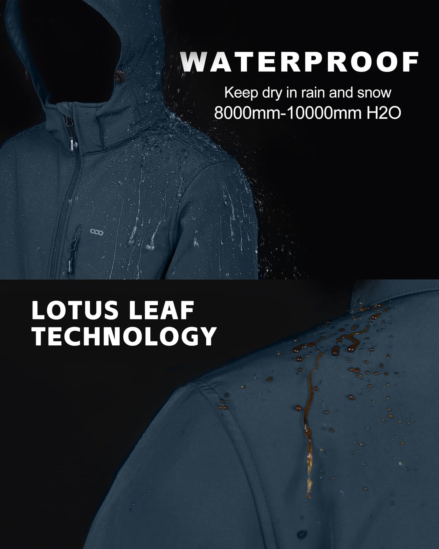 33,000ft Softshelljacke für Herren Wasserdicht Winterjacke Winddicht Warme Fleece Gefüttert Windbreaker Funktionsjacke Outdoorjacke für Wandern Fahrrad Camping