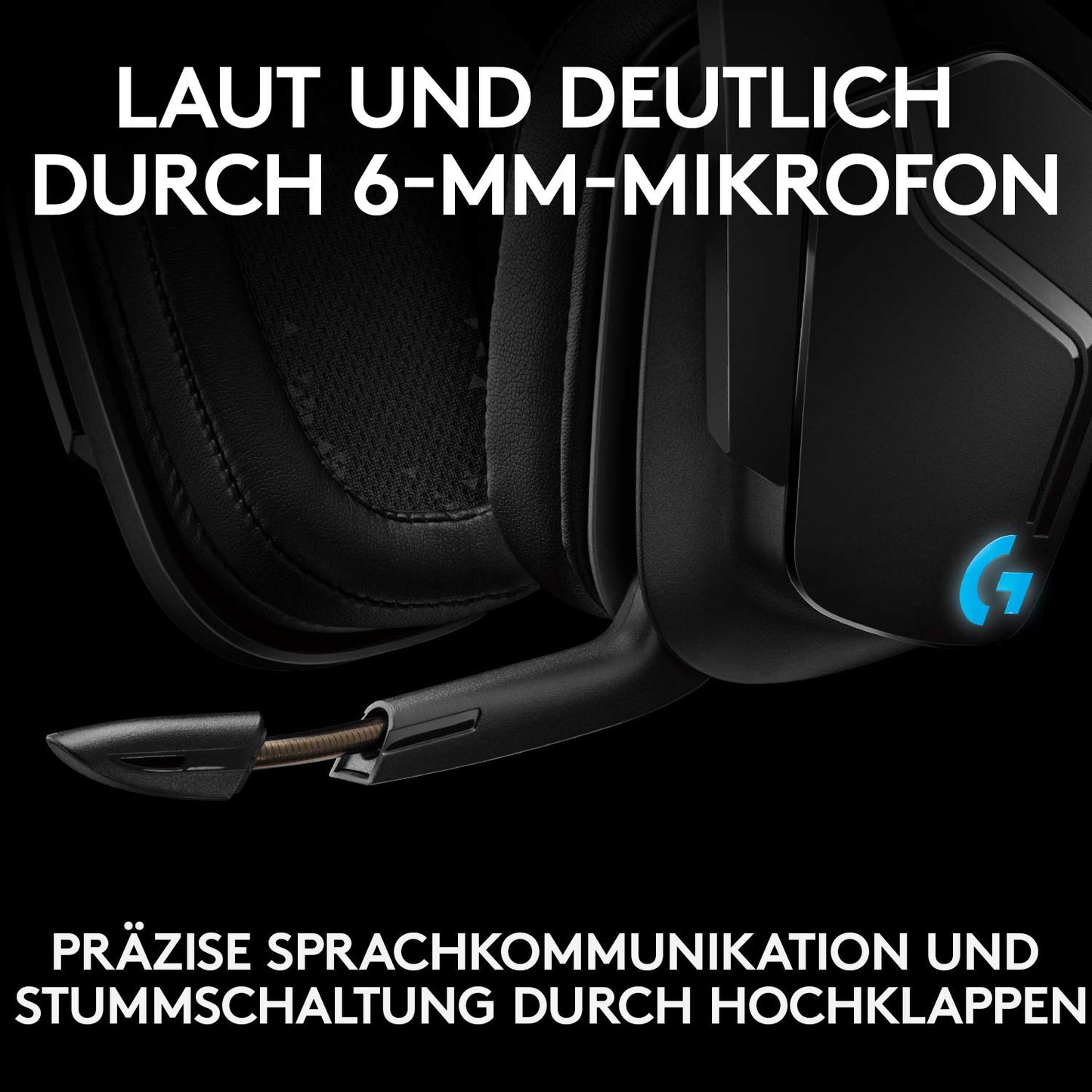 Logitech G935 kabelloses Gaming-Headset mit LIGHTSYNC RGB, 7.1 Surround Sound, DTS Headphone:X 2.0, 50mm Treiber, Flip-Stummschaltung, Wireless Verbindung, PC/Xbox One/PS4/Nintendo Switch - Schwarz