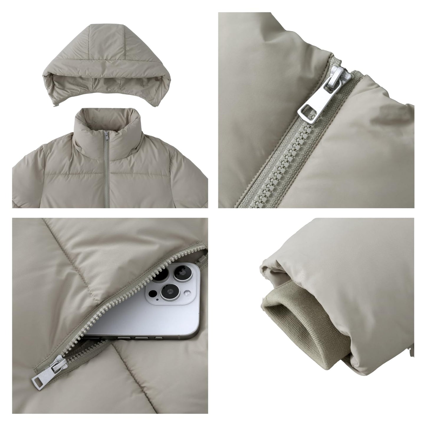 PUFFIT Damen Winter Jake mit Kapuze Warmer Wasserdicht Winterjacke Steppmantel Female Jacken