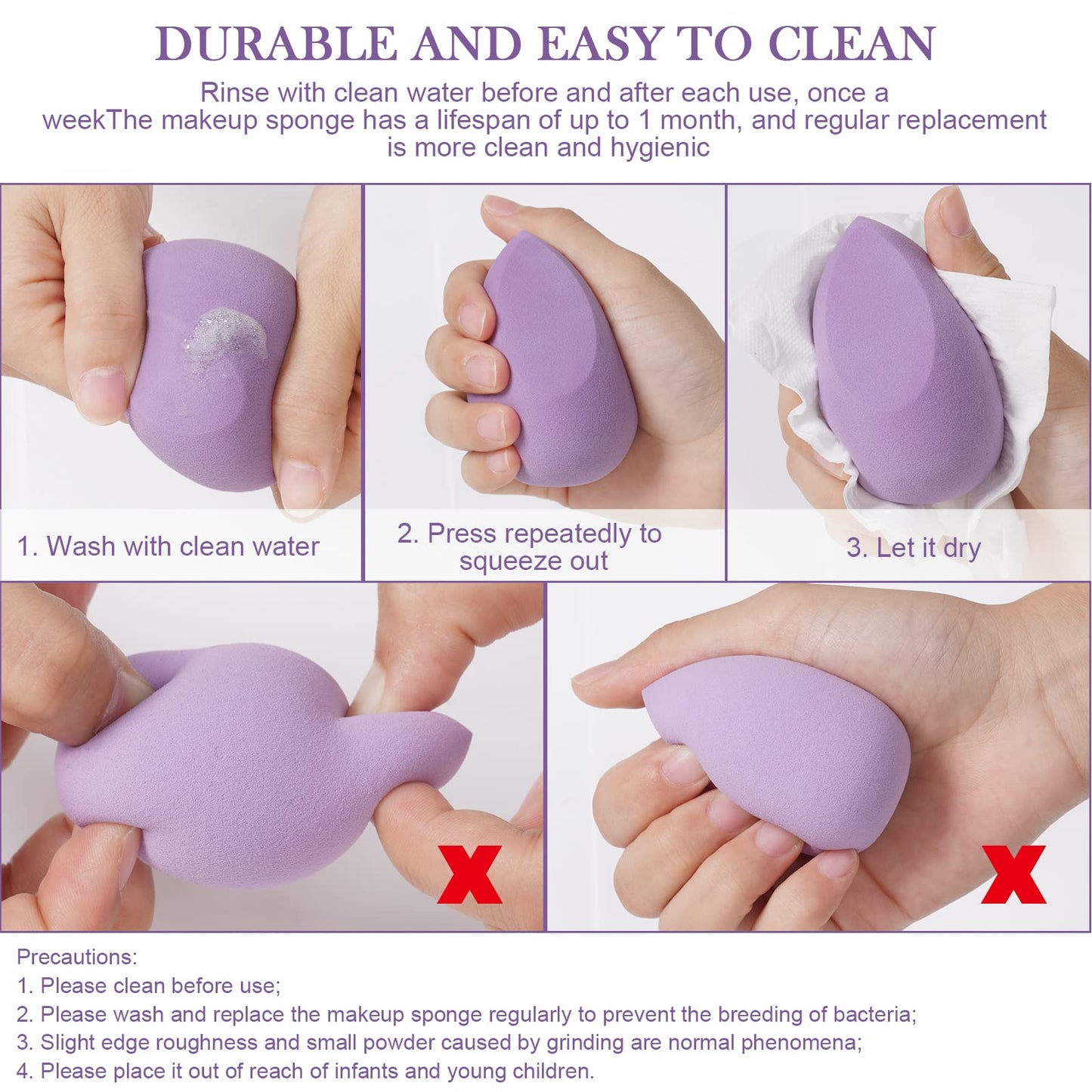 AUAUY 4 PCS Make up Schwamm Set, Foundation Blending Beauty Sponge, Beauty Makeup Schwämme Blender für Flüssigkeit Foundation Puder Sonnenschutz und Creme mit 1 Schwammhalter, 1 Puderquaste