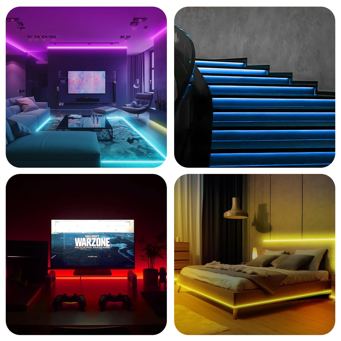 BUNACET COB RGB LED Strip 6M 24V Dimmbar, LED Streifen 3456 LEDs, Leiste Band Stripes Lichtband mit Netzteil RF Fernbedienung & APP Bluetooth für Küche Schlafzimmer Deko