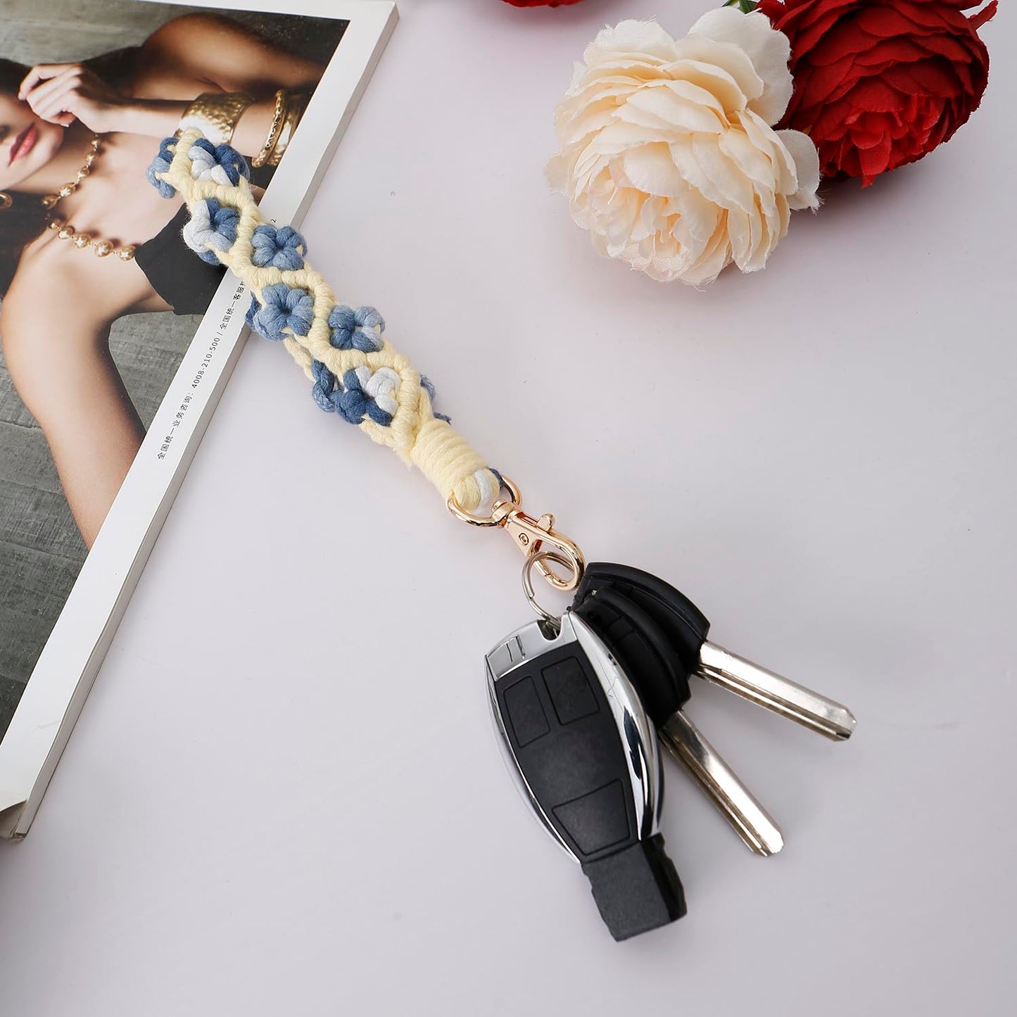 AOKSUNOVA Key Ring Band Macrame Lanyard Short Key Pendant Girls Gift for Women