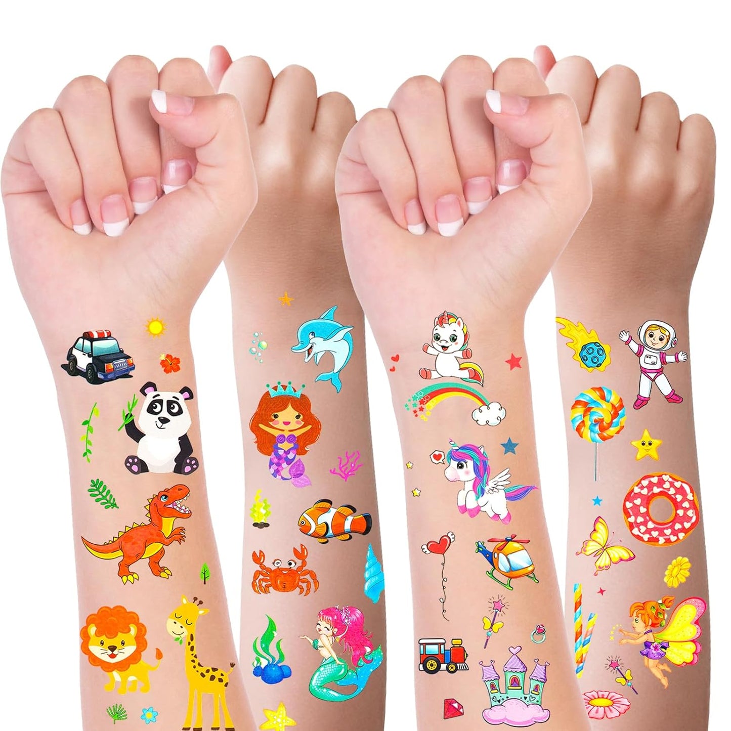 Habett Children's Tattoo Set 300+ Girls Boys Temporary Children's Tattoos Dinosaur Space Animals Butterfly Fish Adhesive Tattoos for Children's Birthday Party Birthday Decoration Party Decoration