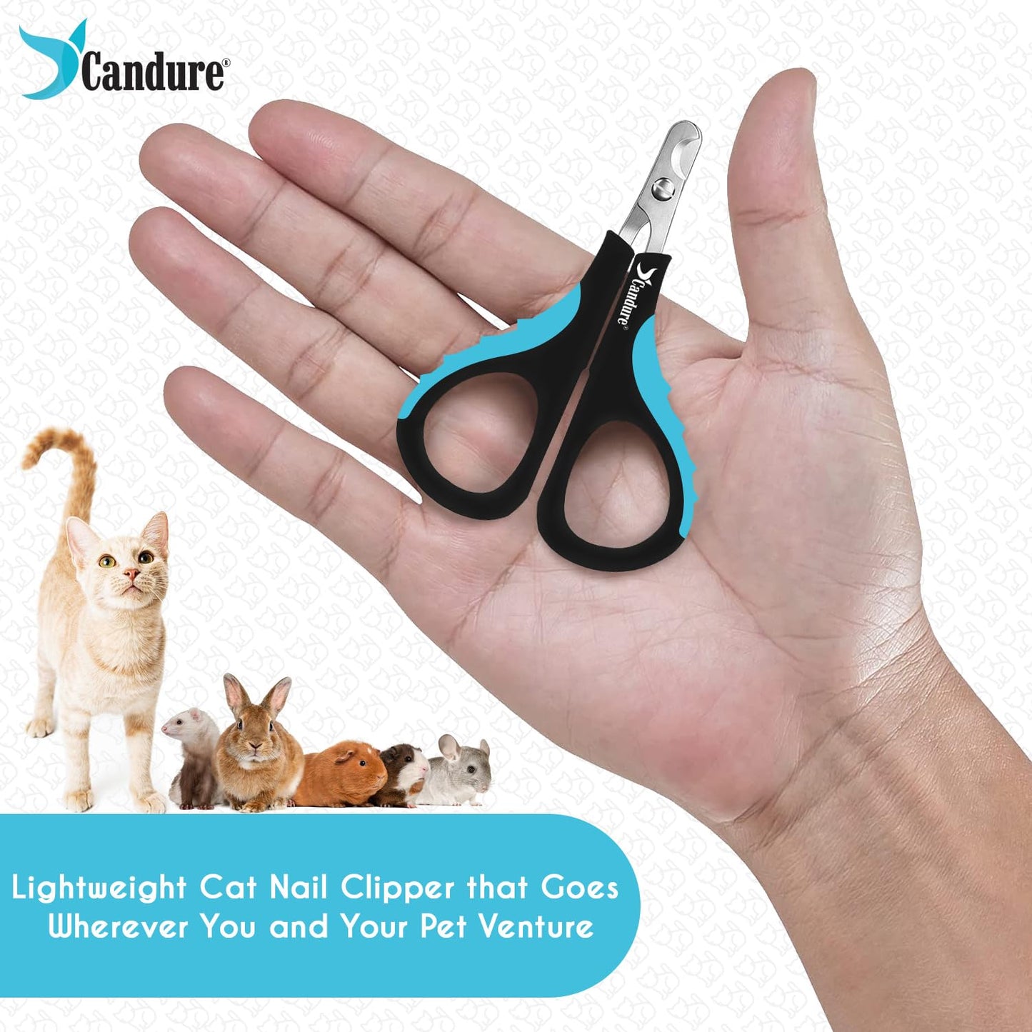 Candure Profi Krallenschere für Hunde und Katzen mit Nagelfeile Edelstahl Krallenzange Hohe Qualität Krallenpflege Schneider für Haustiere Nagelknipser groß Mit Sicherheitsschutz 6" Zoll