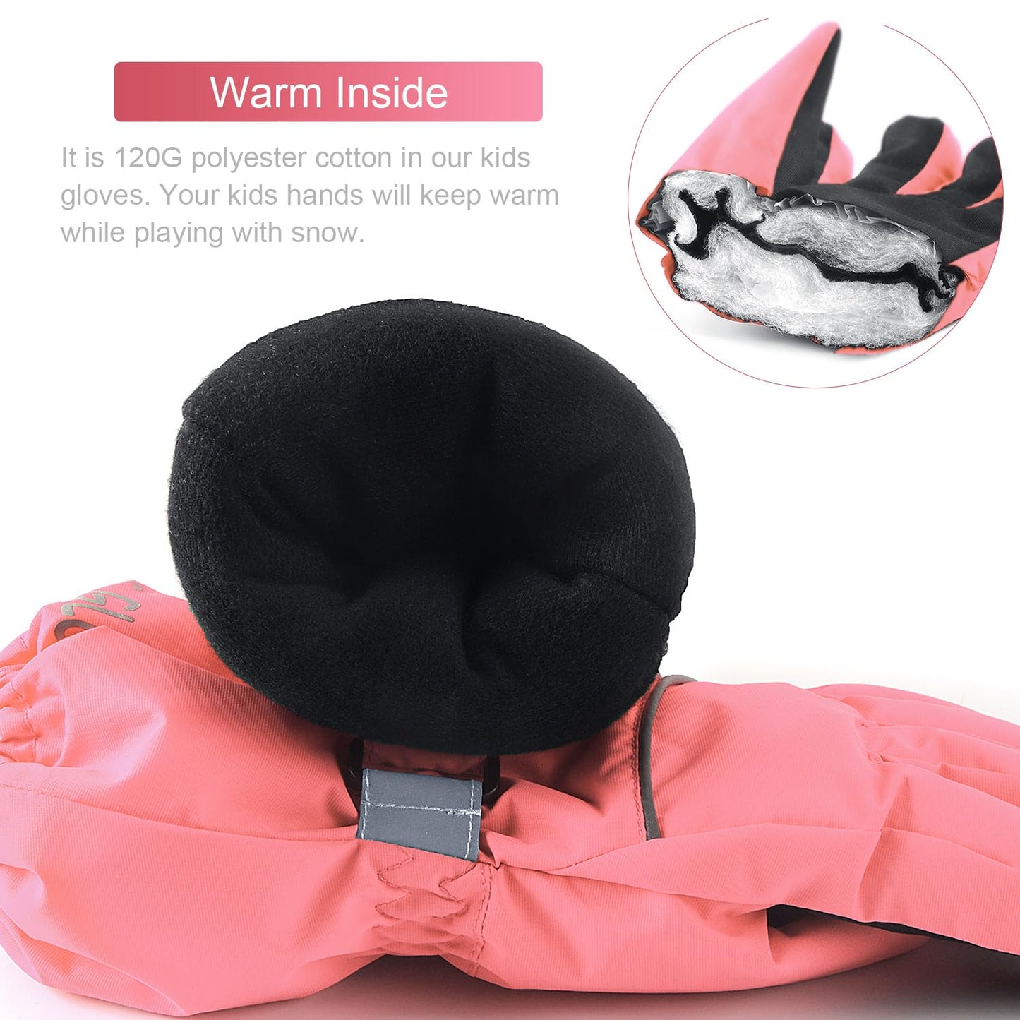 ThxToms Children's Ski Gloves, Winter Ski Gloves, -15°C, Windproof, Waterproof, Warm, Oxford Palm, Thickened for Cold Weather, Outdoor Sports, Snowboarding, Skiing, for Boys and Girls