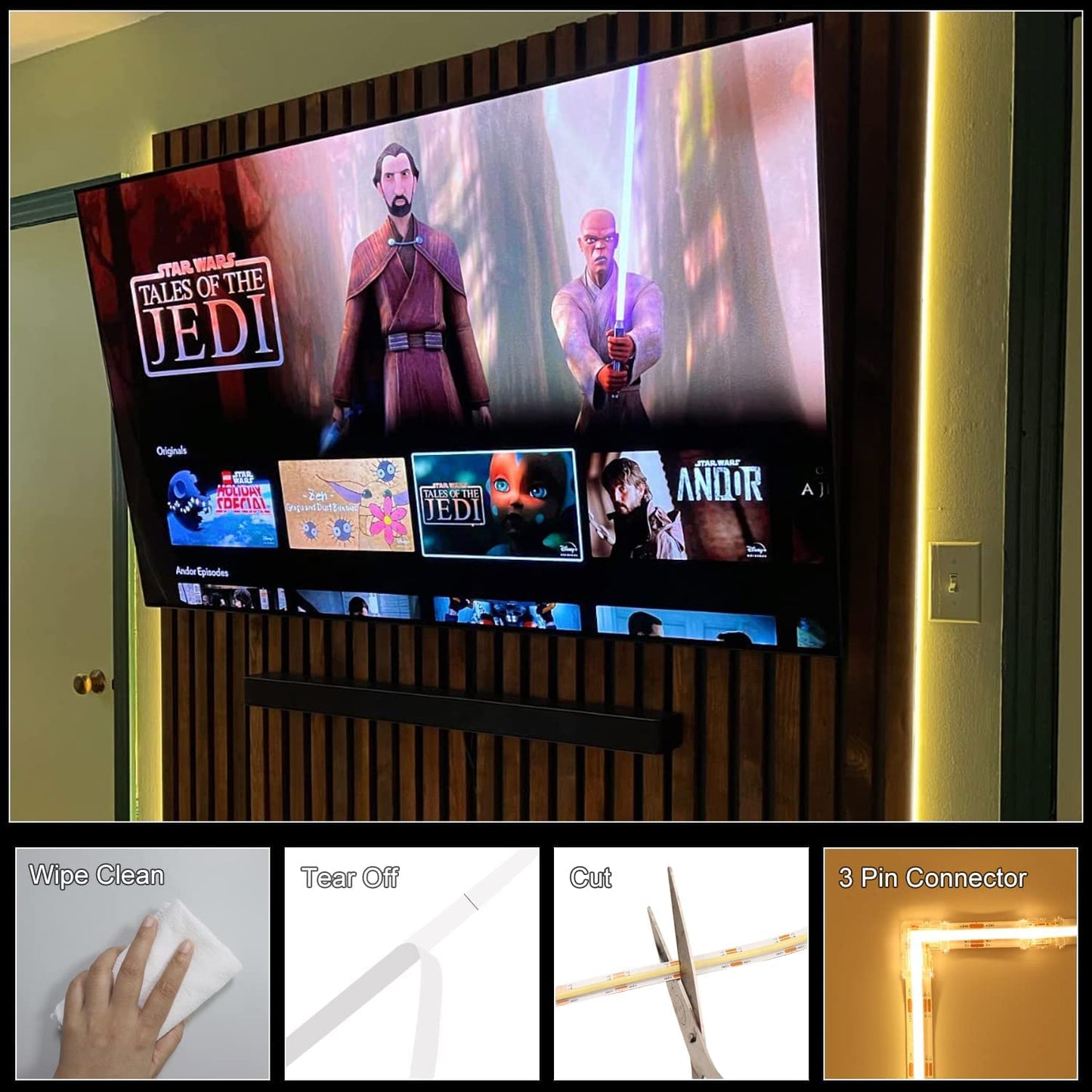 BUNACET COB RGB LED Strip 6M 24V Dimmbar, LED Streifen 3456 LEDs, Leiste Band Stripes Lichtband mit Netzteil RF Fernbedienung & APP Bluetooth für Küche Schlafzimmer Deko