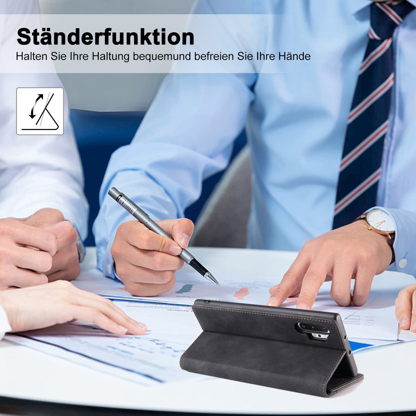 S. Dawezo Hülle für Samsung Galaxy S22 Plus, Premium Leder magnetische Handyhülle mit Ständer, Kartenfach und Brieftasche, Shock Absorbing, kompatibel mit Samsung S22 Plus-Kaffee