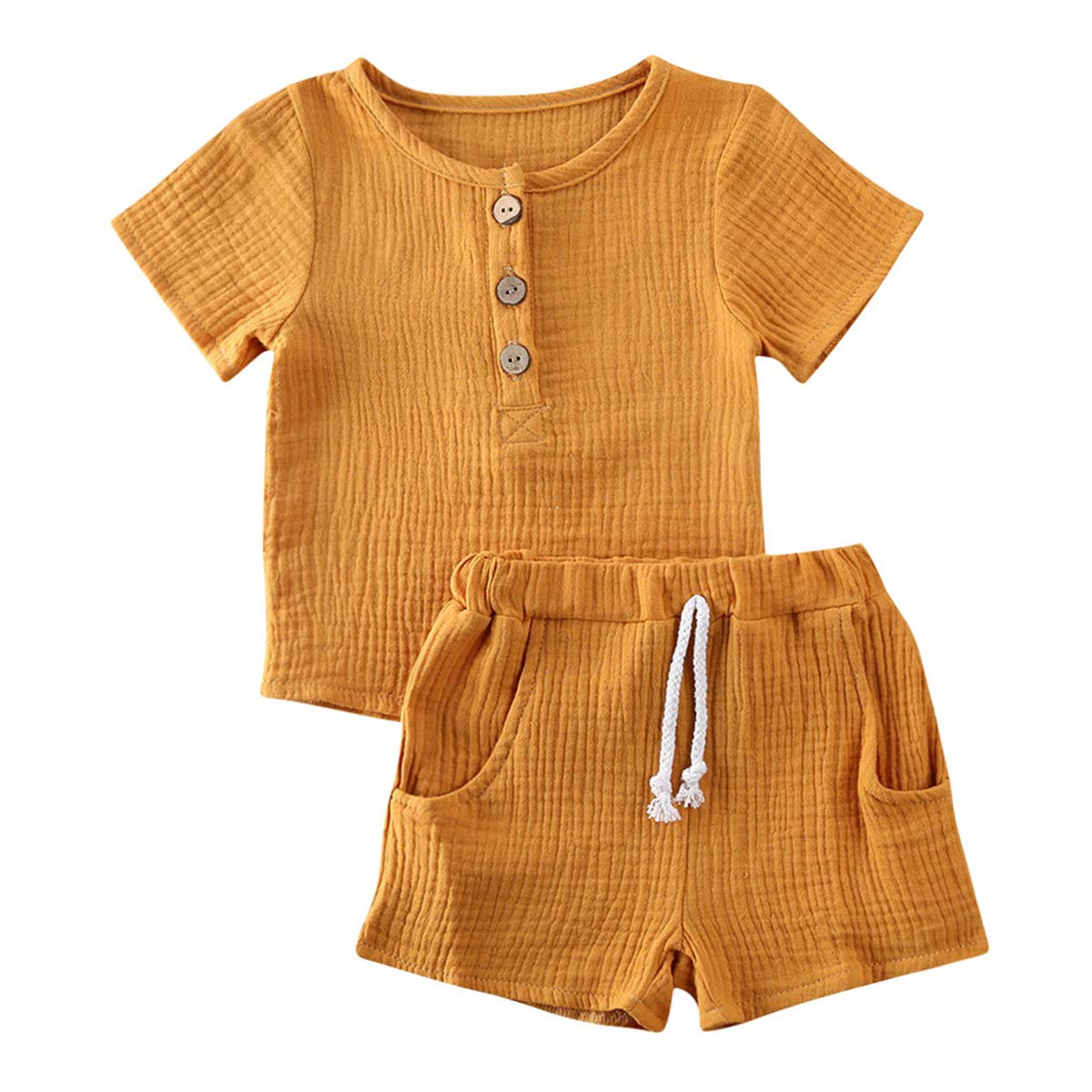 Geagodelia Babykleidung Set Baby Jungen Mädchen Kleidung Outfit T-Shirt Top + Hose Shorts Neugeborene Weiche Einfarbige Babyset T-47740