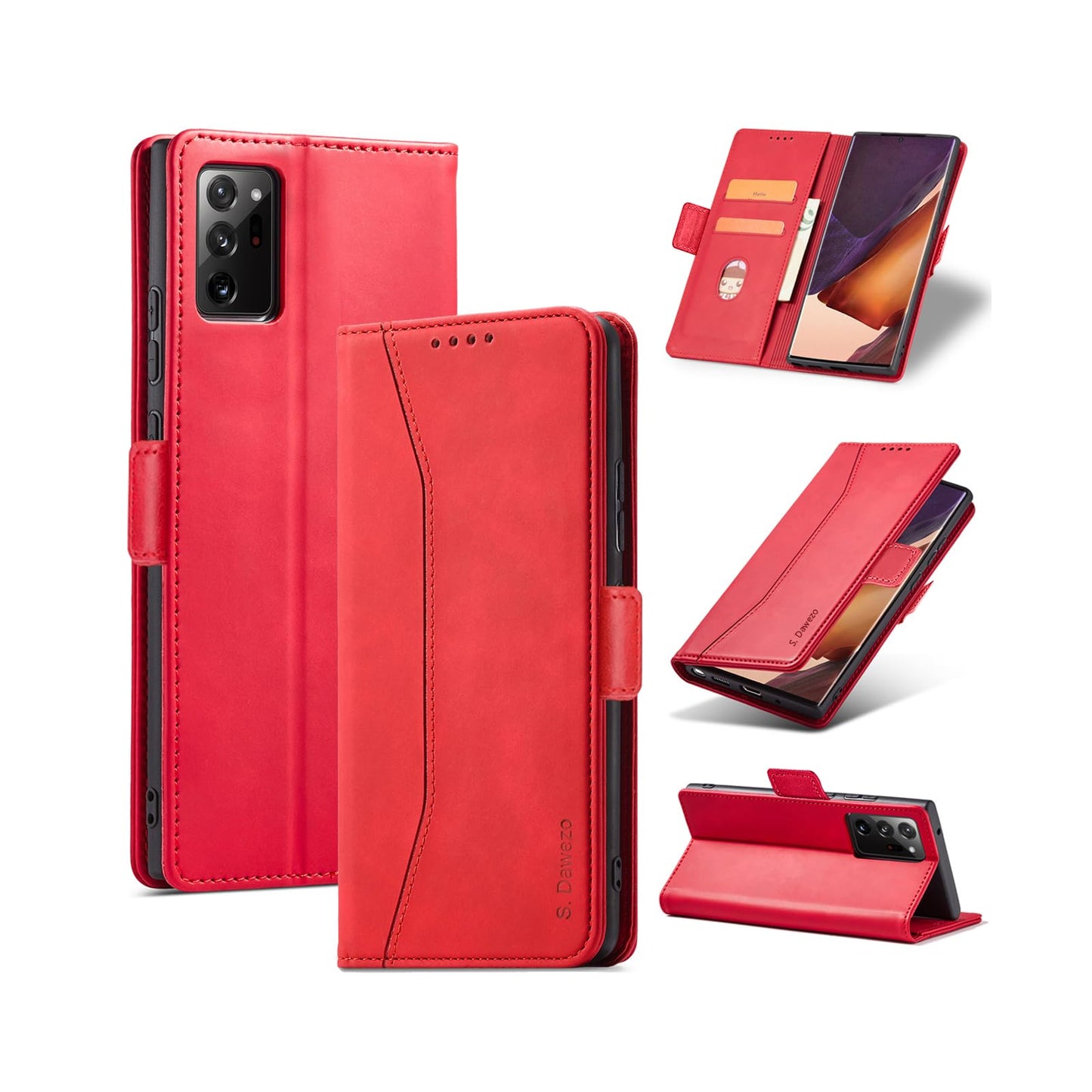 S. Dawezo Hülle für Samsung Galaxy S22 Plus, Premium Leder magnetische Handyhülle mit Ständer, Kartenfach und Brieftasche, Shock Absorbing, kompatibel mit Samsung S22 Plus-Kaffee