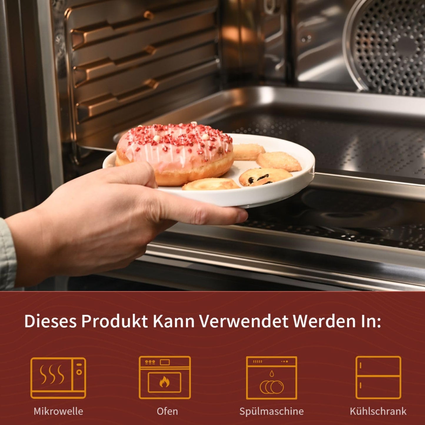 WishDeco Dessertteller 6er Set, Weiße Kuchenteller Φ18cm, Speiseteller Porzellan, Frühstücksteller Weiß mit erhöhtem Rand, Kleine Servierteller für Salat, Pasta, Brot, Vorspeisen