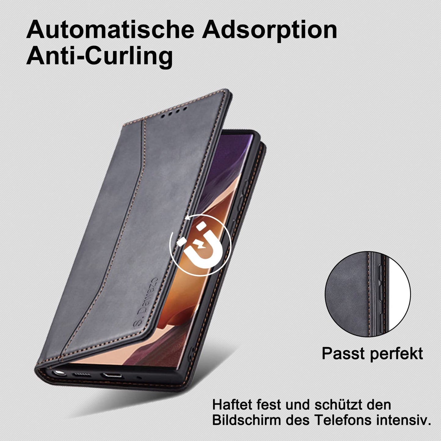 S. Dawezo Hülle für Samsung Galaxy S22 Plus, Premium Leder magnetische Handyhülle mit Ständer, Kartenfach und Brieftasche, Shock Absorbing, kompatibel mit Samsung S22 Plus-Kaffee