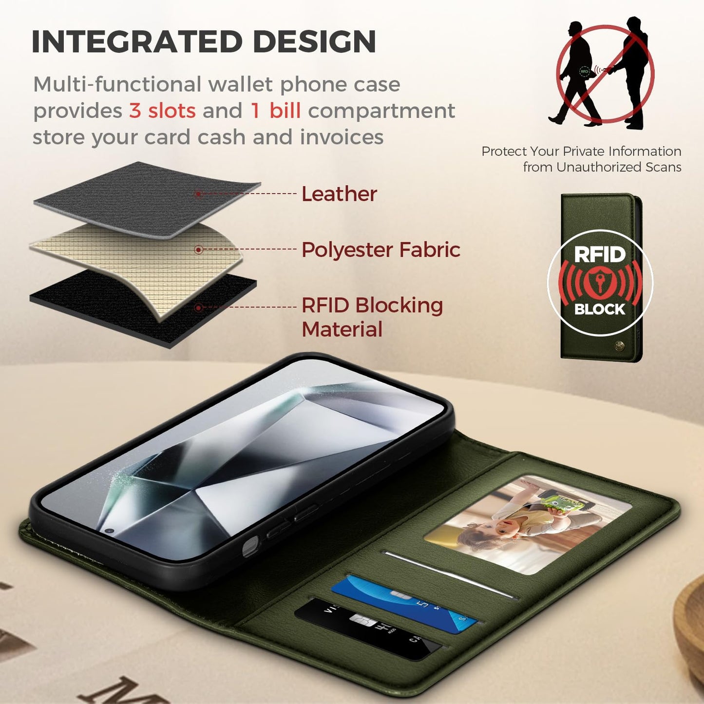 GUCASBE Handyhülle für Samsung Galaxy S24 Ultra Hülle, Premium Lederhülle Klappbar Flip Case RFID Schutzhülle Kartenfach Standfunktion Klapphülle Handytasche für Samsung Galaxy S24 Ultra - Schwarz
