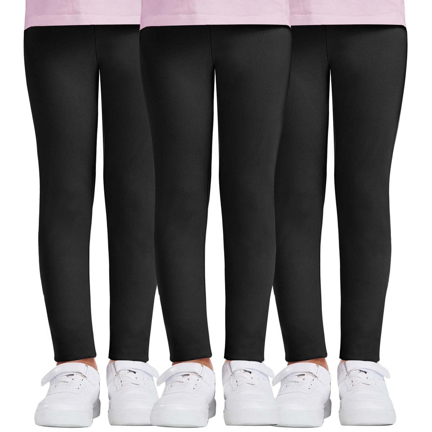 DDOBB Leggings Mädchen, High Waist Leggins Kinder Sportleggins Lange 3er-Pack, Weich Elastisch Basic Sporthose Blickdichte Hose für Tanz Yoga Alltag