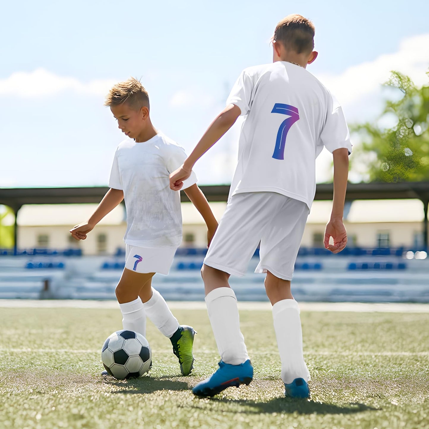 Sternstunde Trikot Sets Kinder, Hause/Auswärts Fußballtrikot für Kinder,Herren Jungen Fussball Jersey Football Trikots, Sportshirt Junge Football Training Tshirts Shorts und Socken Anzug
