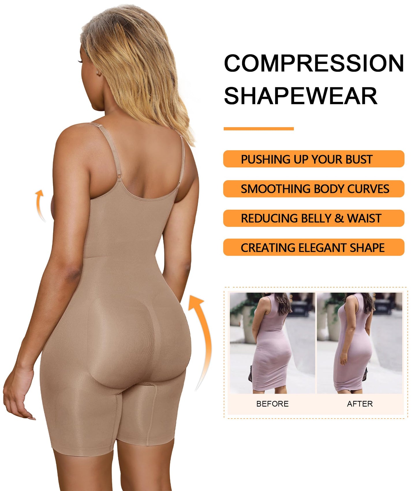 SHAPERX Shapewear Damen Figurformender Body Shaper Bauchweg Formende Bodys Abnehmen Shaping Bodysuit