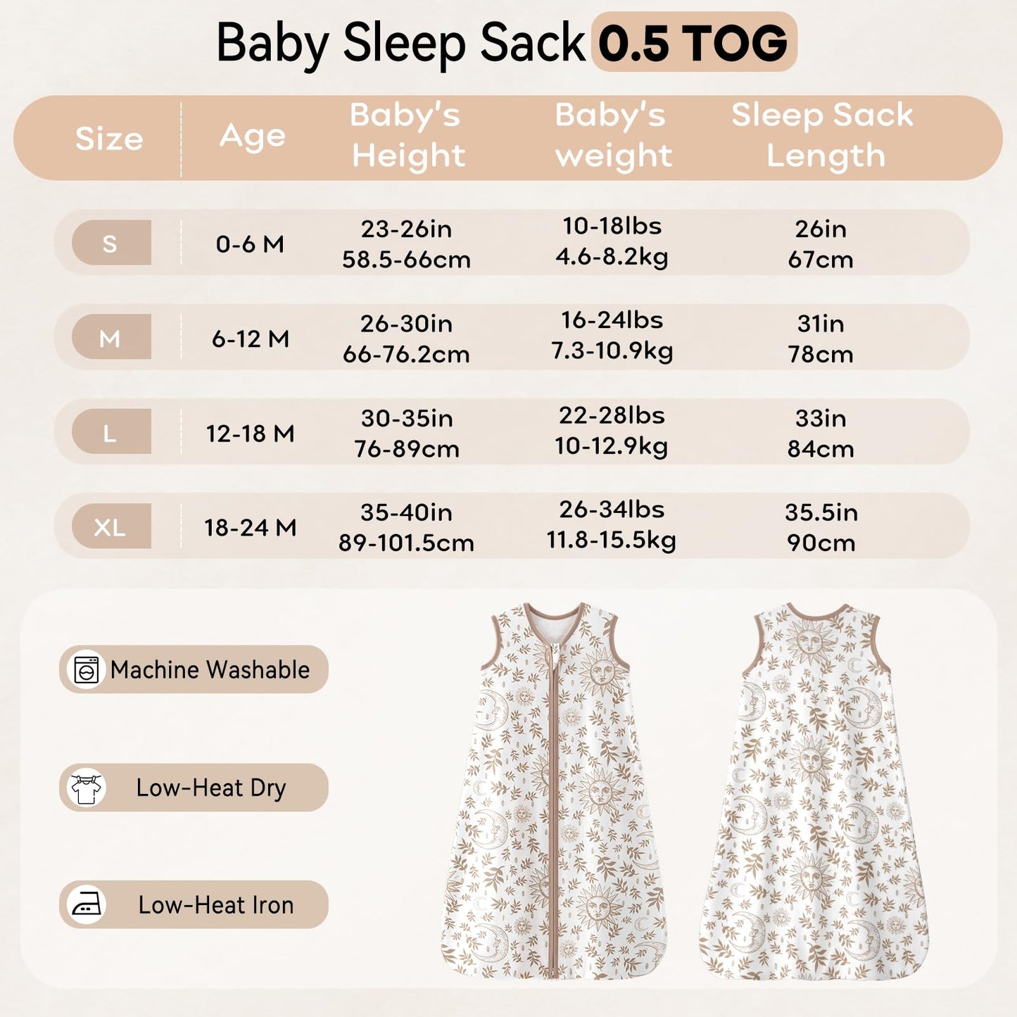 Unnivoll Schlafsack Baby 1.5 Tog Babyschlafsack 0-6 Monate 2er Pack Schlafsack Winter Herbst 67 cm für Jungen Mädchen Neugeborene Kaffee
