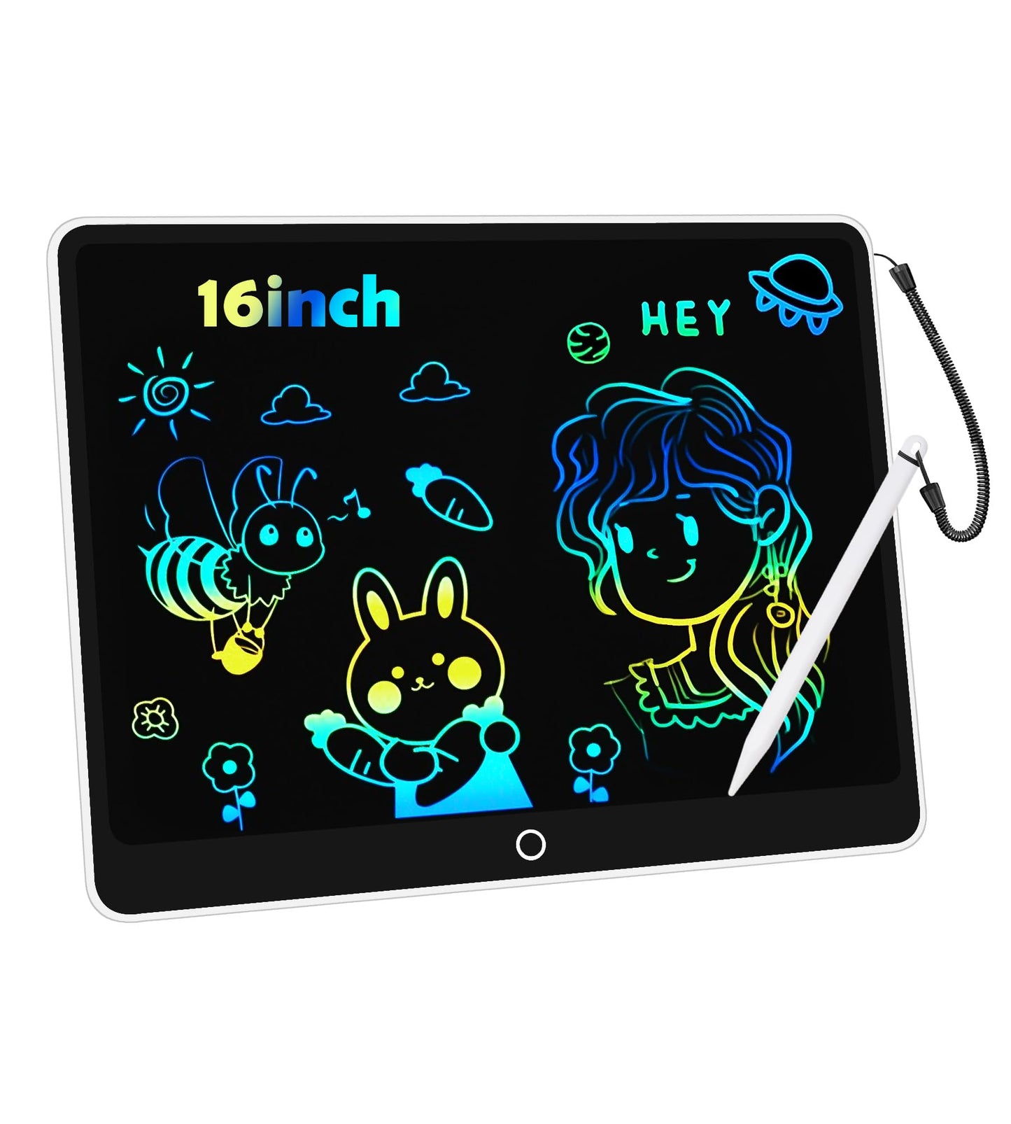 Colourful LCD Writing Board Children 16 Inch Painting Board Magic Board Digital Drawing Writing Tablet Electronic Graphic Tablet 3-12 Year Old Girls Boys Children's Toy Gifts
