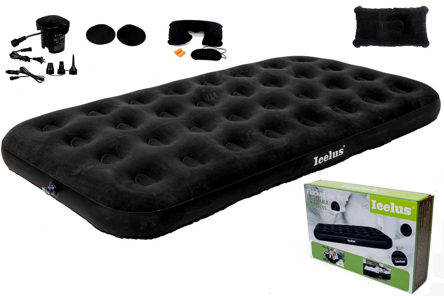 Icelus Auto Matratze SUV Luftmatratze with Luftpumpe 195 * 130 * 15 cm Aufblasbare Camping Kombi Luftbett für Auto Rücksitz Dickere Kofferraum Matratze Bett für Camping Outdoor Traveling