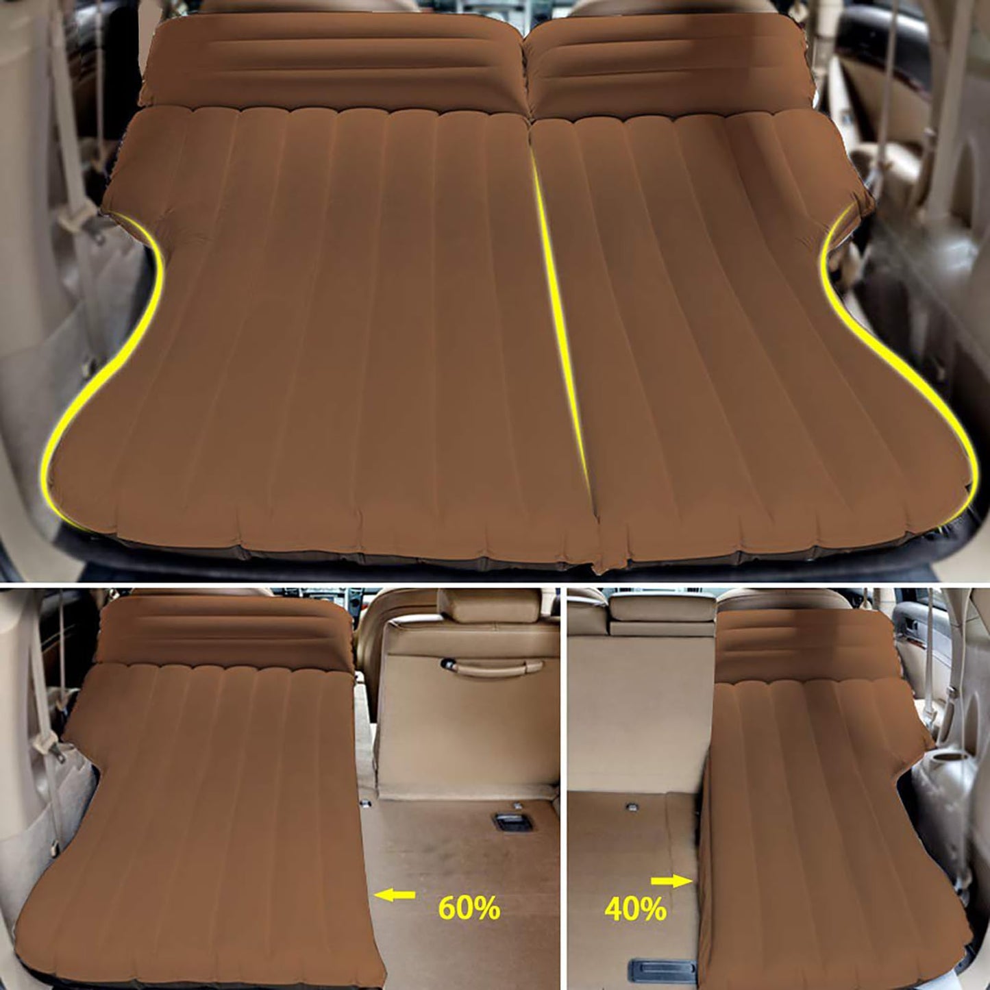Icelus Auto Matratze SUV Luftmatratze with Luftpumpe 195 * 130 * 15 cm Aufblasbare Camping Kombi Luftbett für Auto Rücksitz Dickere Kofferraum Matratze Bett für Camping Outdoor Traveling