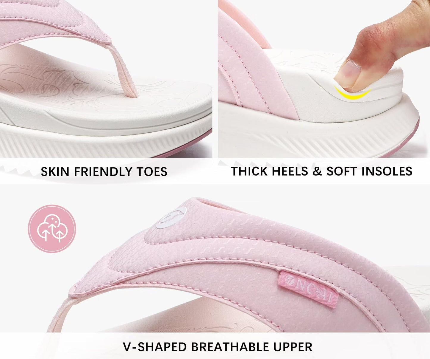ONCAI Damen orthopädische Kissen Flip Flops Erholung Walking Sandalen für Damen mit Arch Support Sommer bequem Slip On Flip Flops für Damen Größe 36-43
